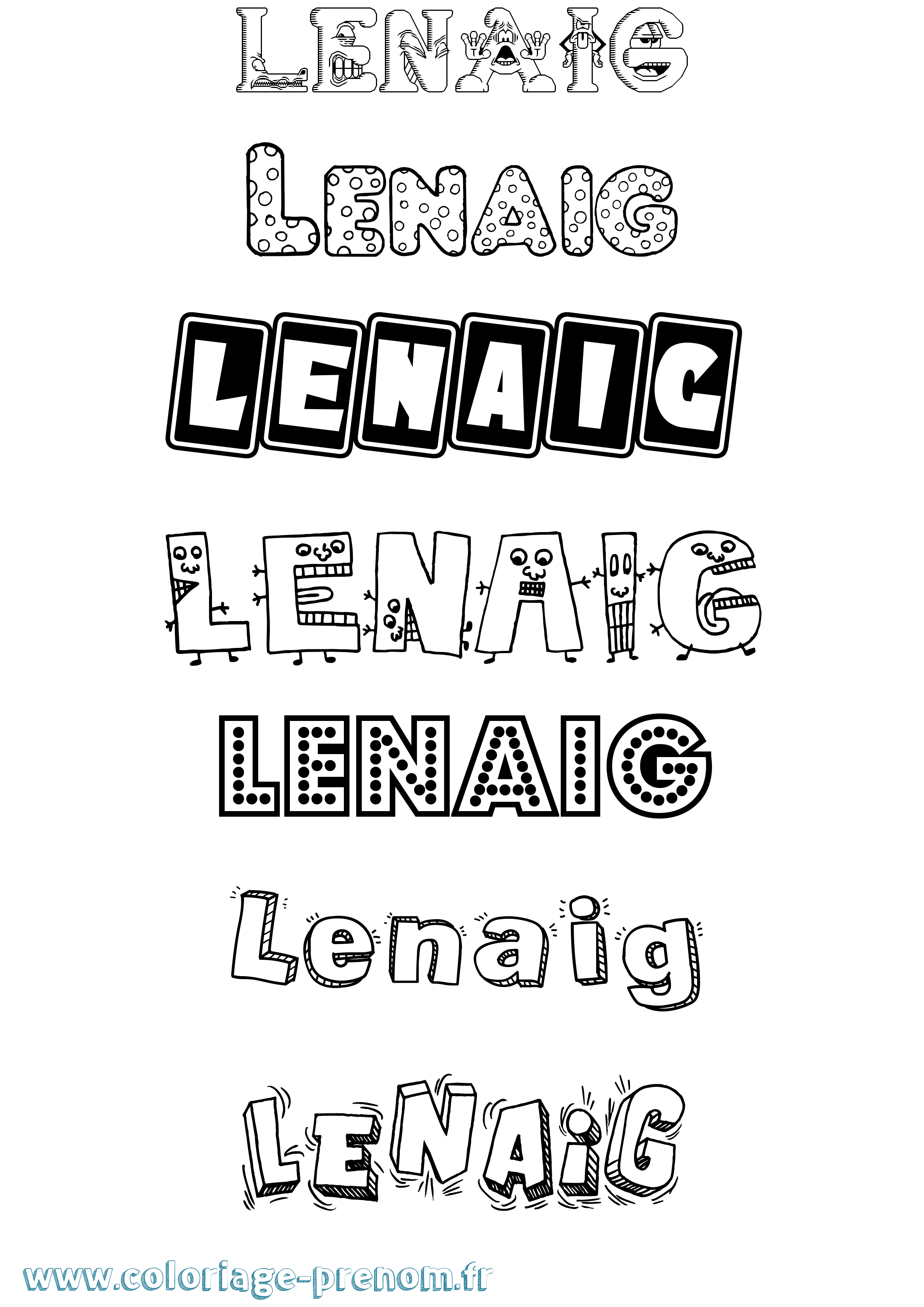 Coloriage Lenaig Fun Coloriage prénom Lenaig Fun