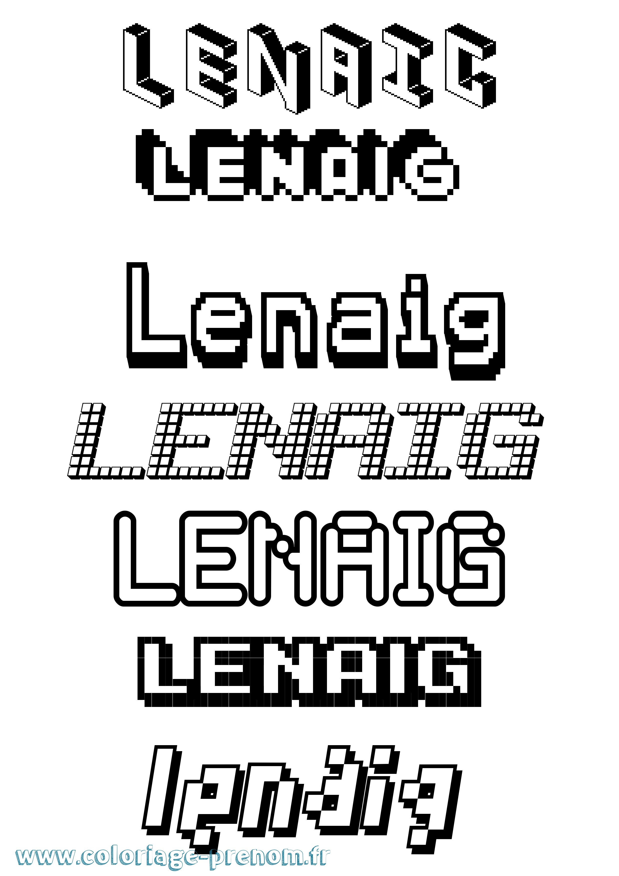 Coloriage Lenaig Pixel Coloriage prénom Lenaig Pixel