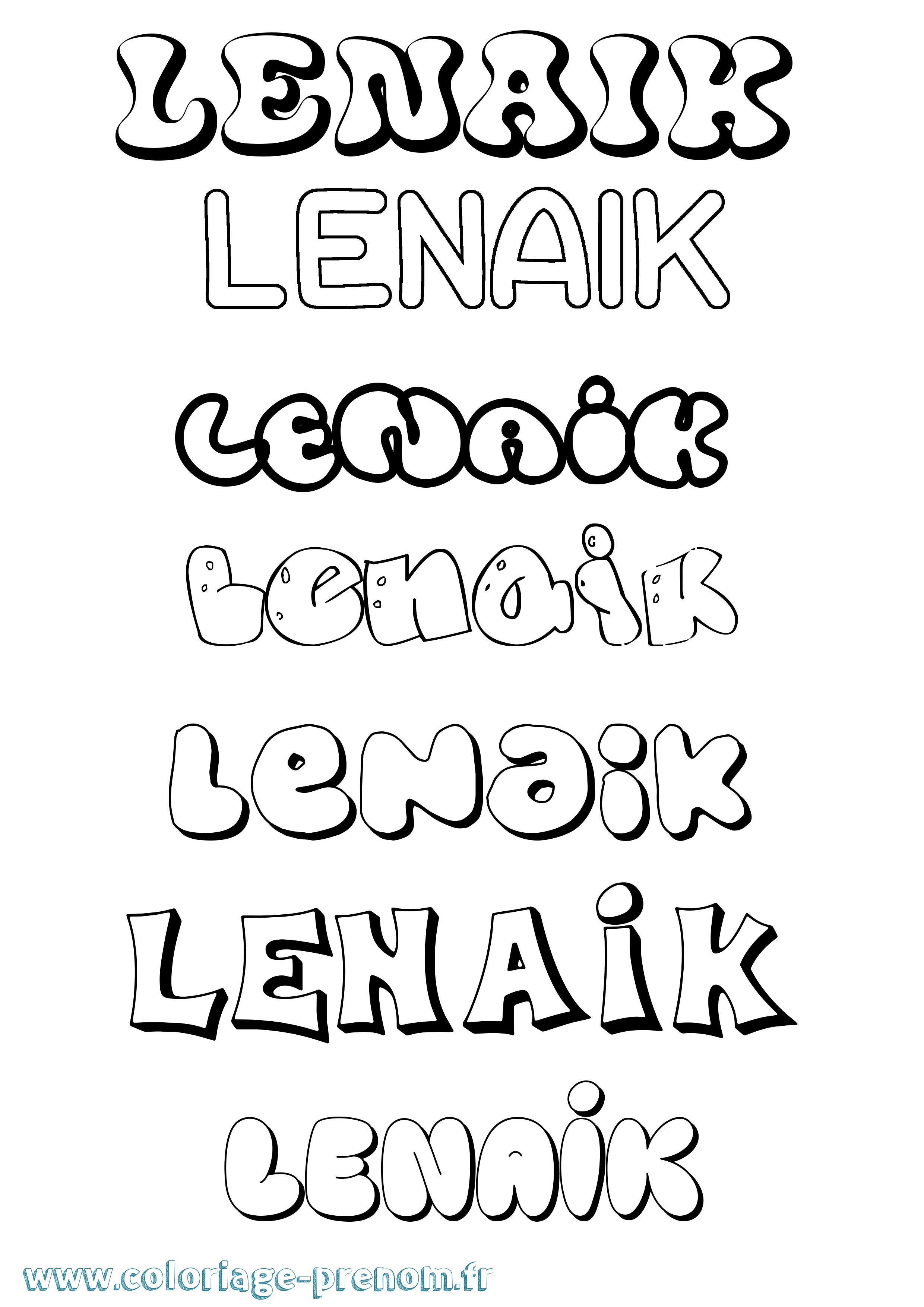 Coloriage Lenaik Bubble Coloriage prénom Lenaik Bubble