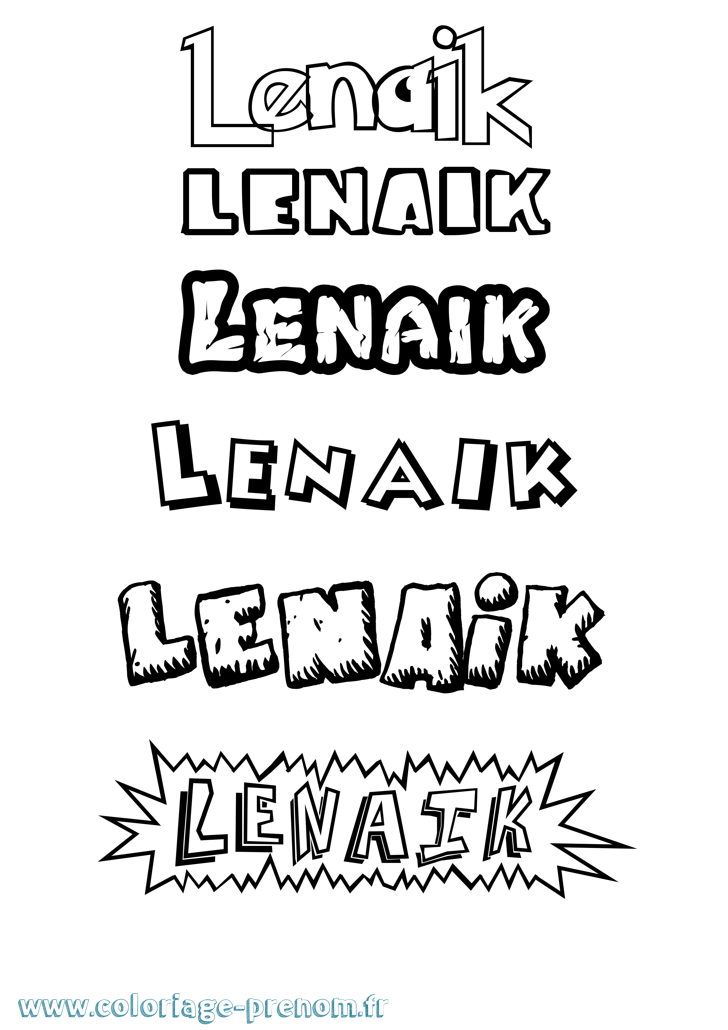 Coloriage Lenaik Dessin Animé Coloriage prénom Lenaik Dessin Animé
