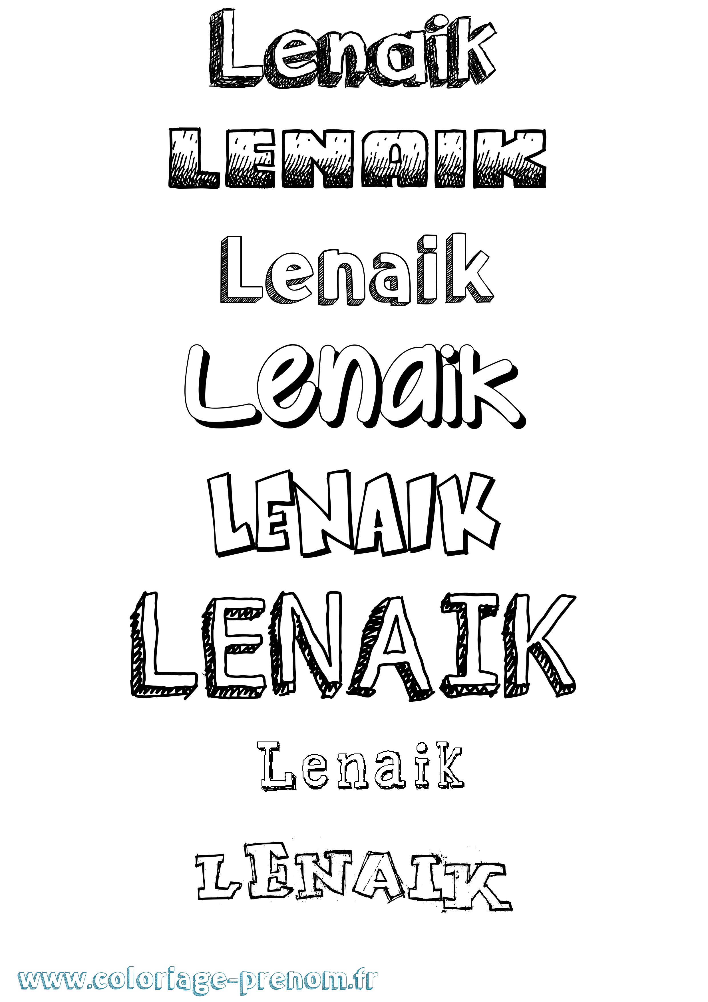 Coloriage Lenaik Dessiné Coloriage prénom Lenaik Dessiné