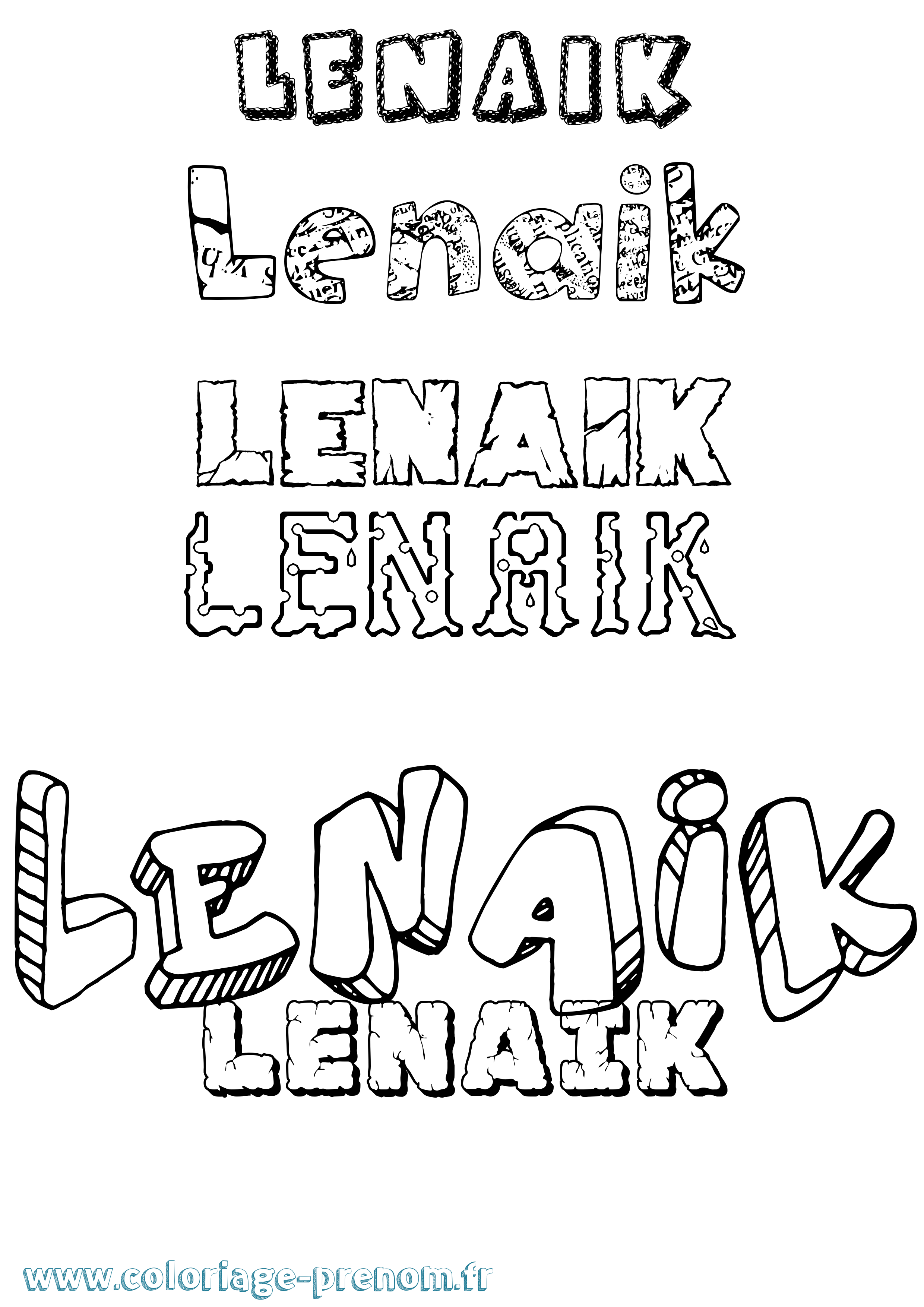 Coloriage Lenaik Destructuré Coloriage prénom Lenaik Destructuré