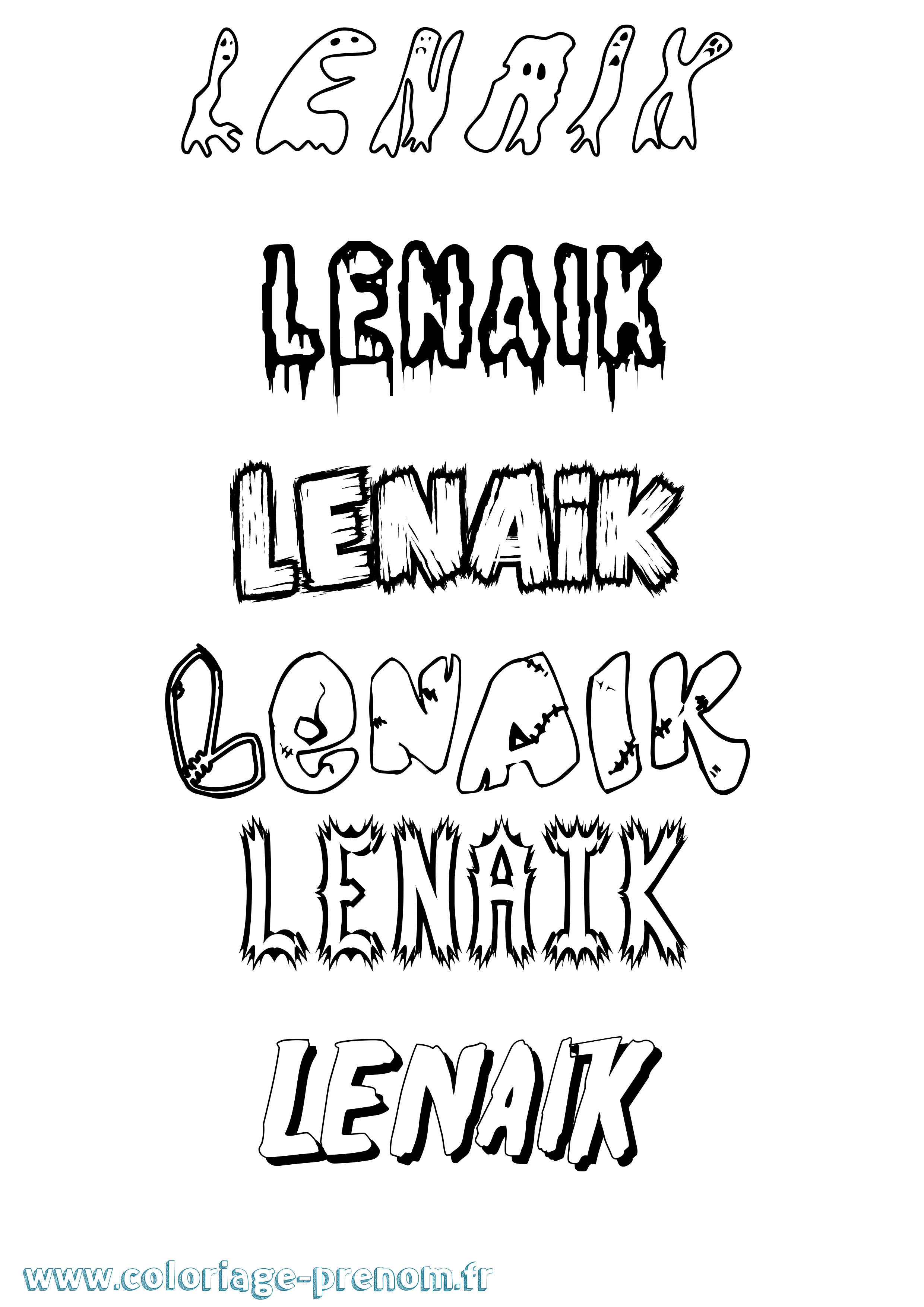 Coloriage Lenaik Frisson Coloriage prénom Lenaik Frisson