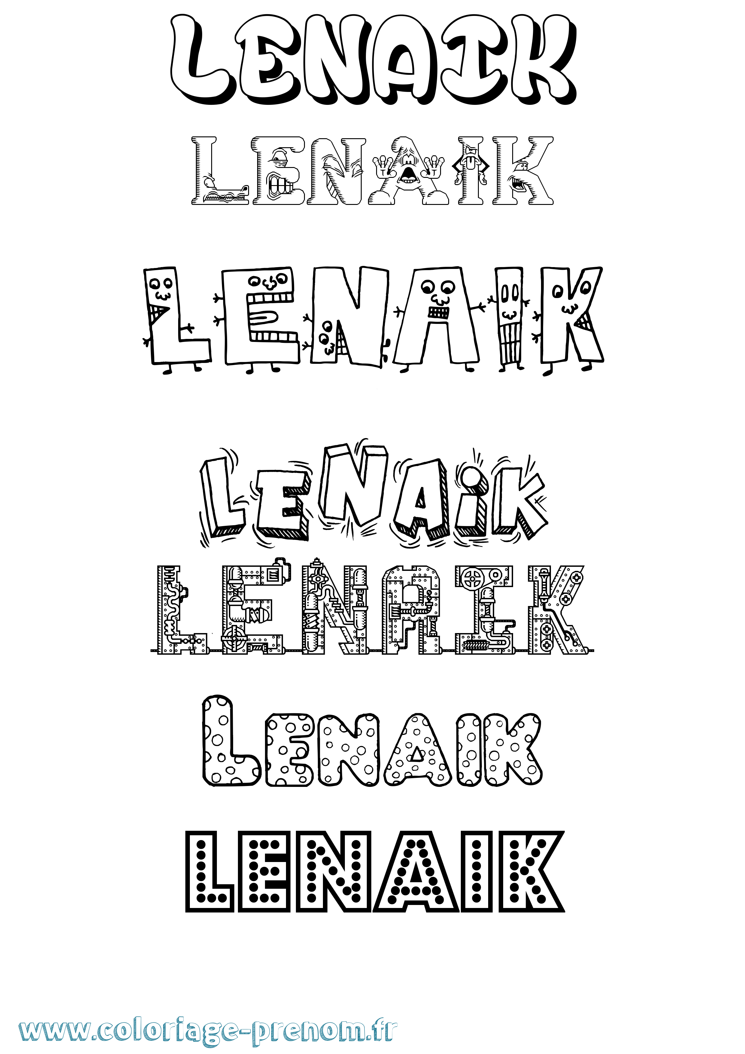 Coloriage Lenaik Fun Coloriage prénom Lenaik Fun