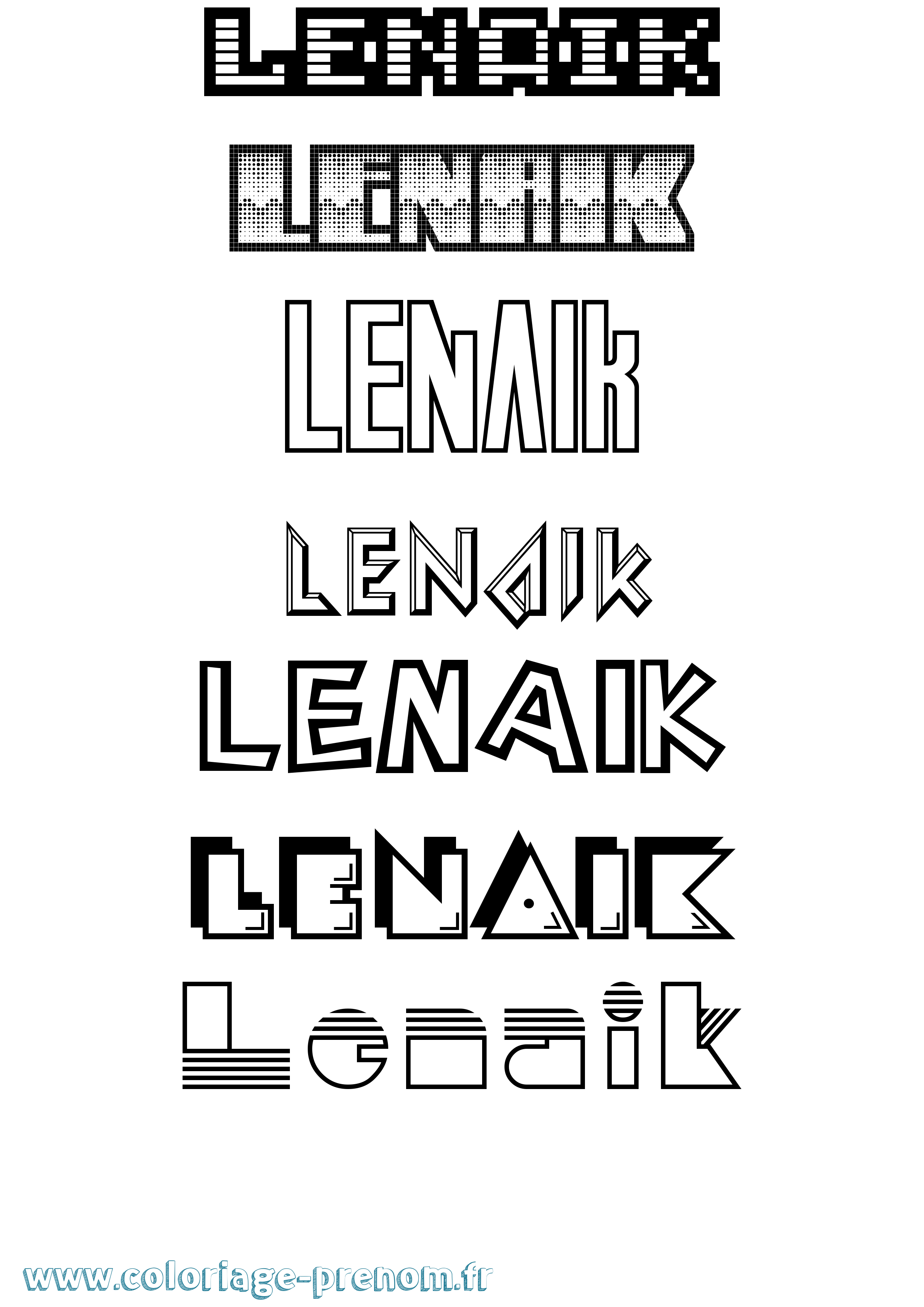 Coloriage Lenaik Jeux Vidéos Coloriage prénom Lenaik Jeux Vidéos