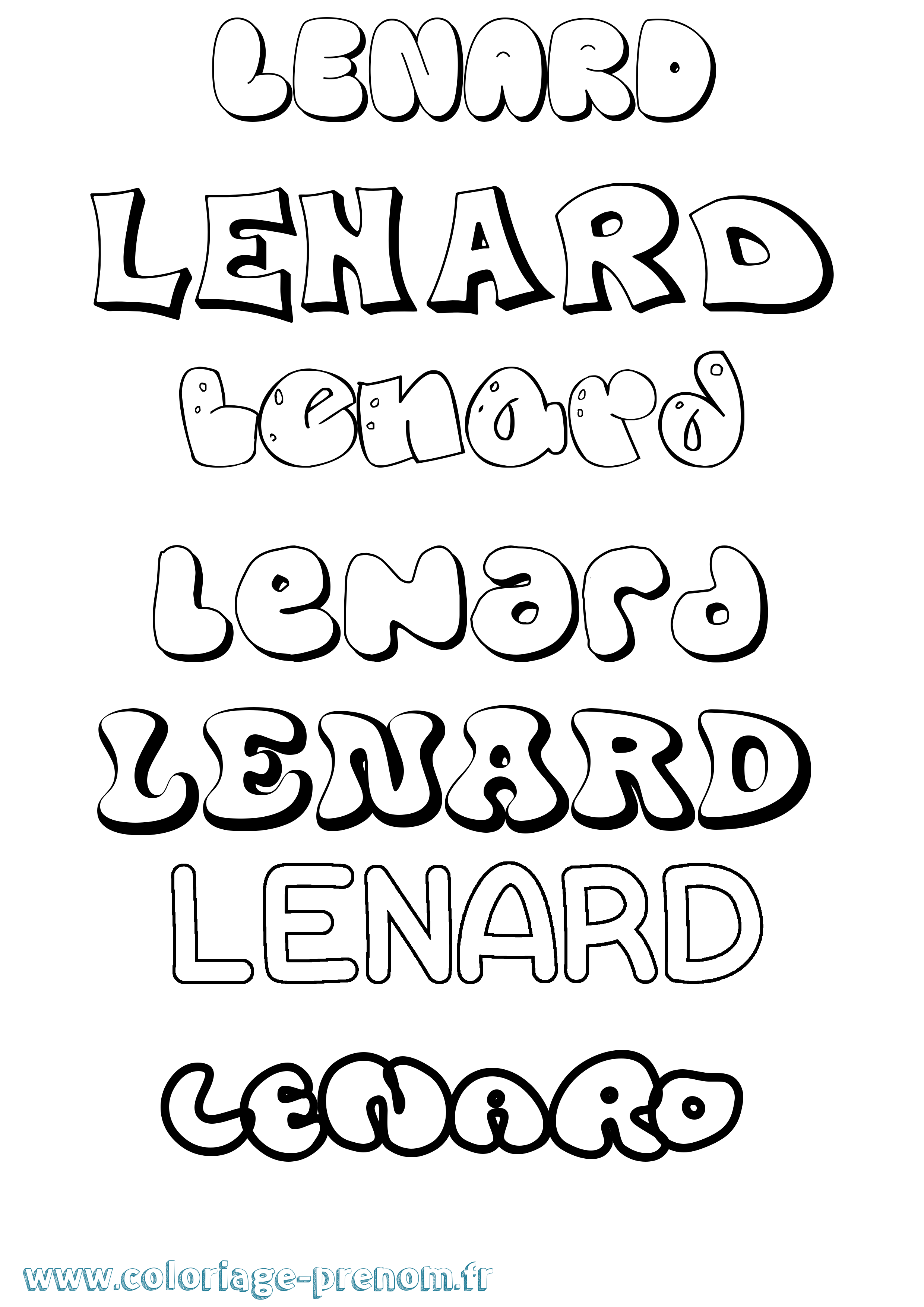 Coloriage Lenard Bubble Coloriage prénom Lenard Bubble