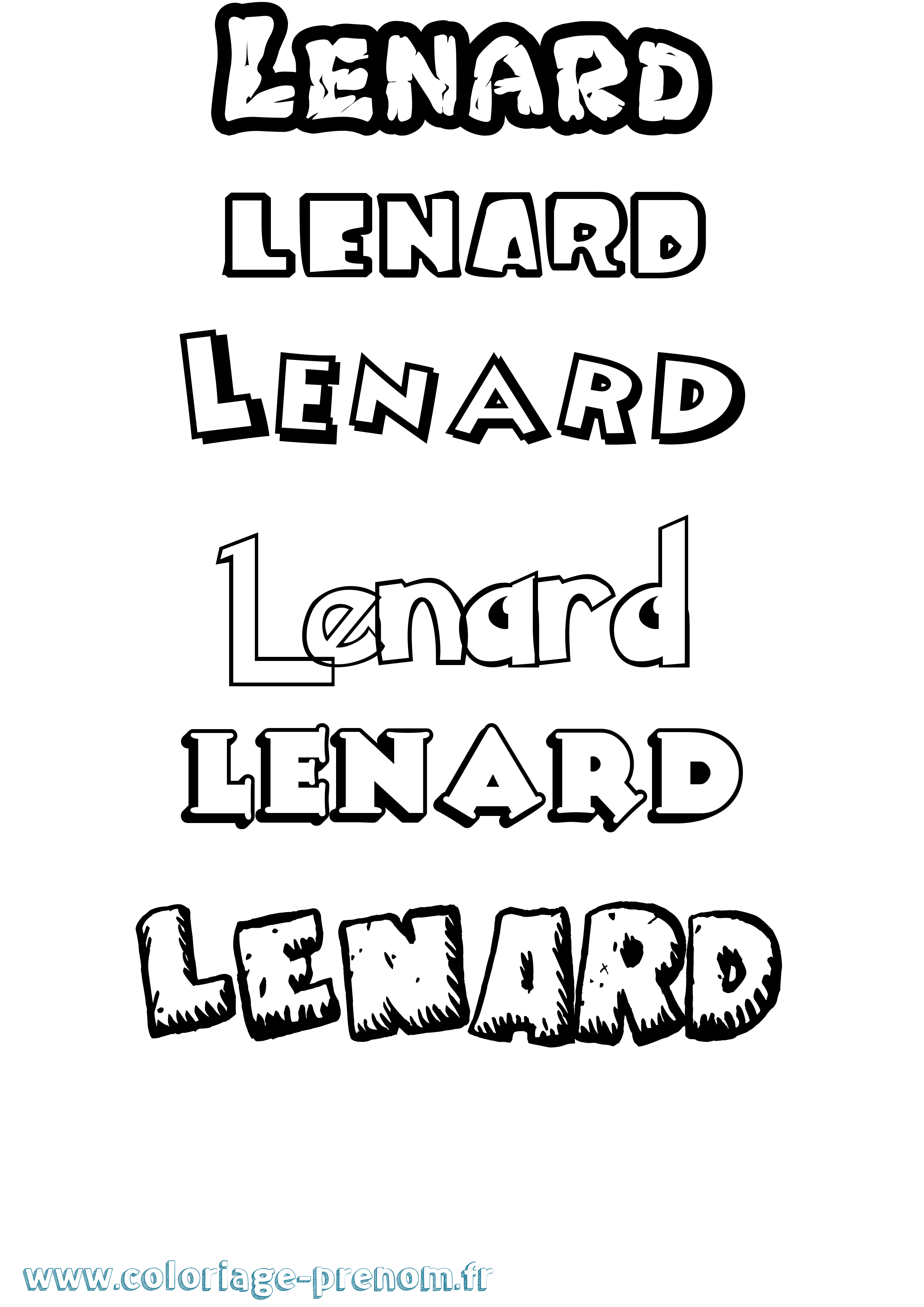 Coloriage Lenard Dessin Animé Coloriage prénom Lenard Dessin Animé