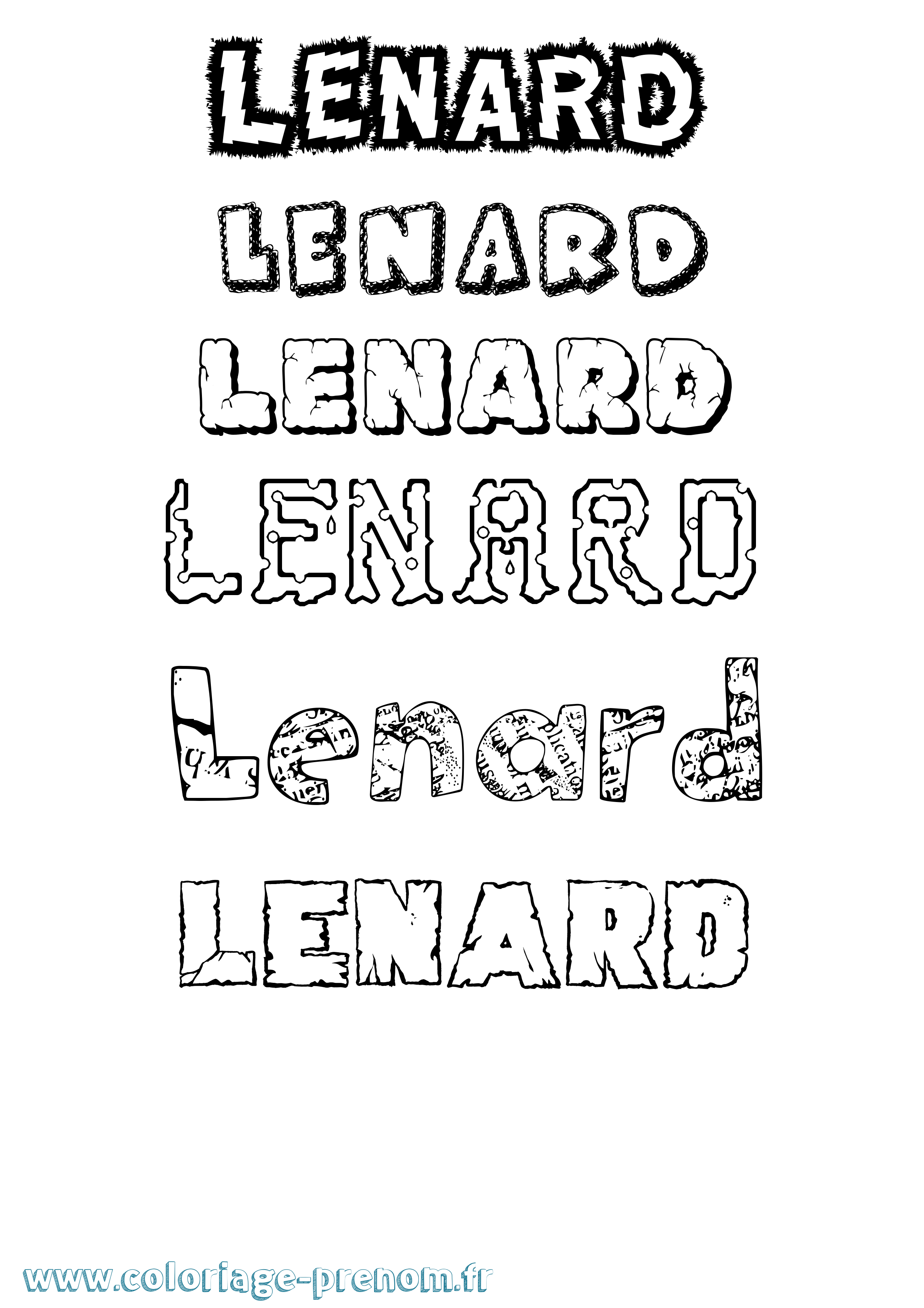 Coloriage Lenard Destructuré Coloriage prénom Lenard Destructuré