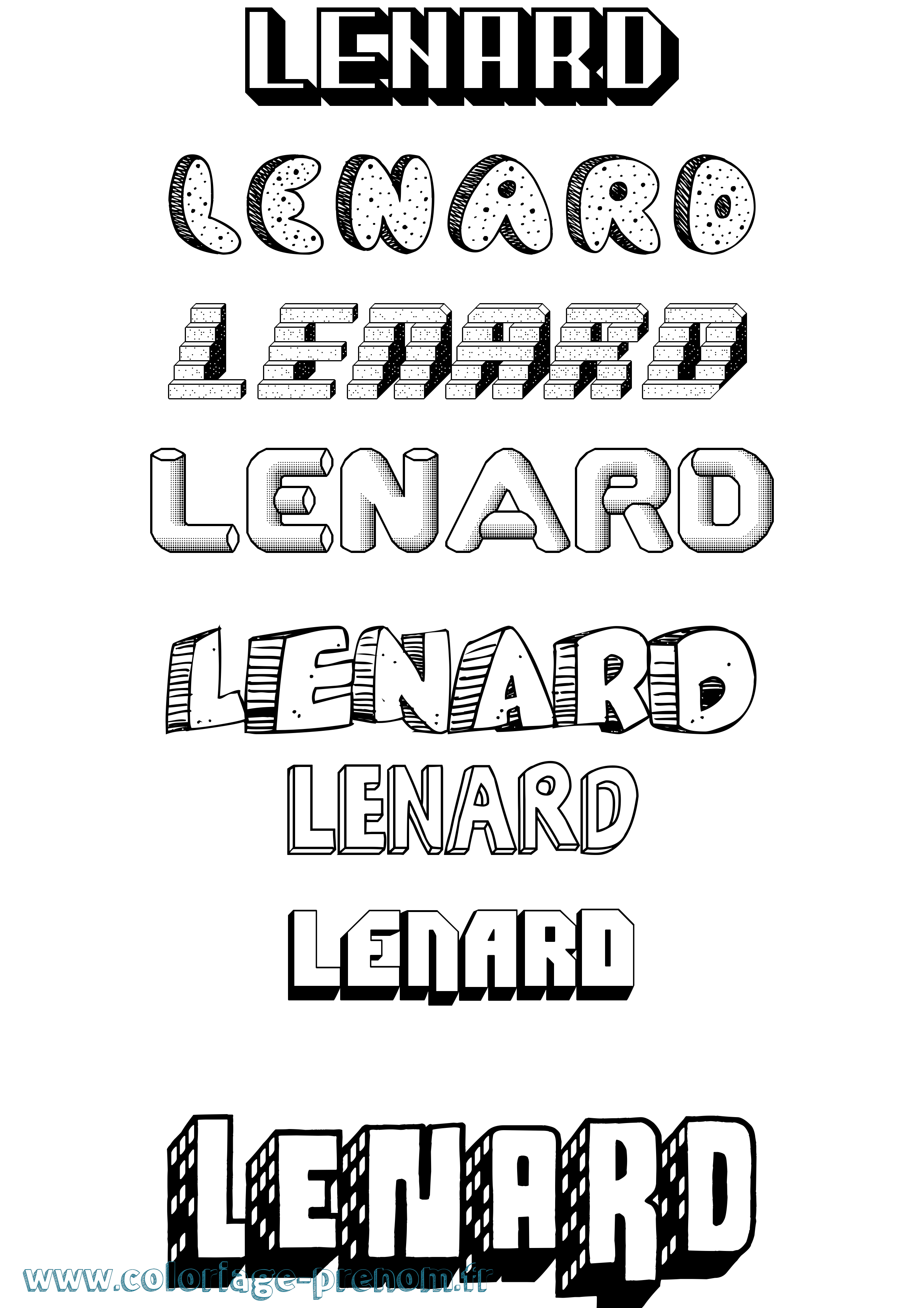 Coloriage Lenard Effet 3D Coloriage prénom Lenard Effet 3D