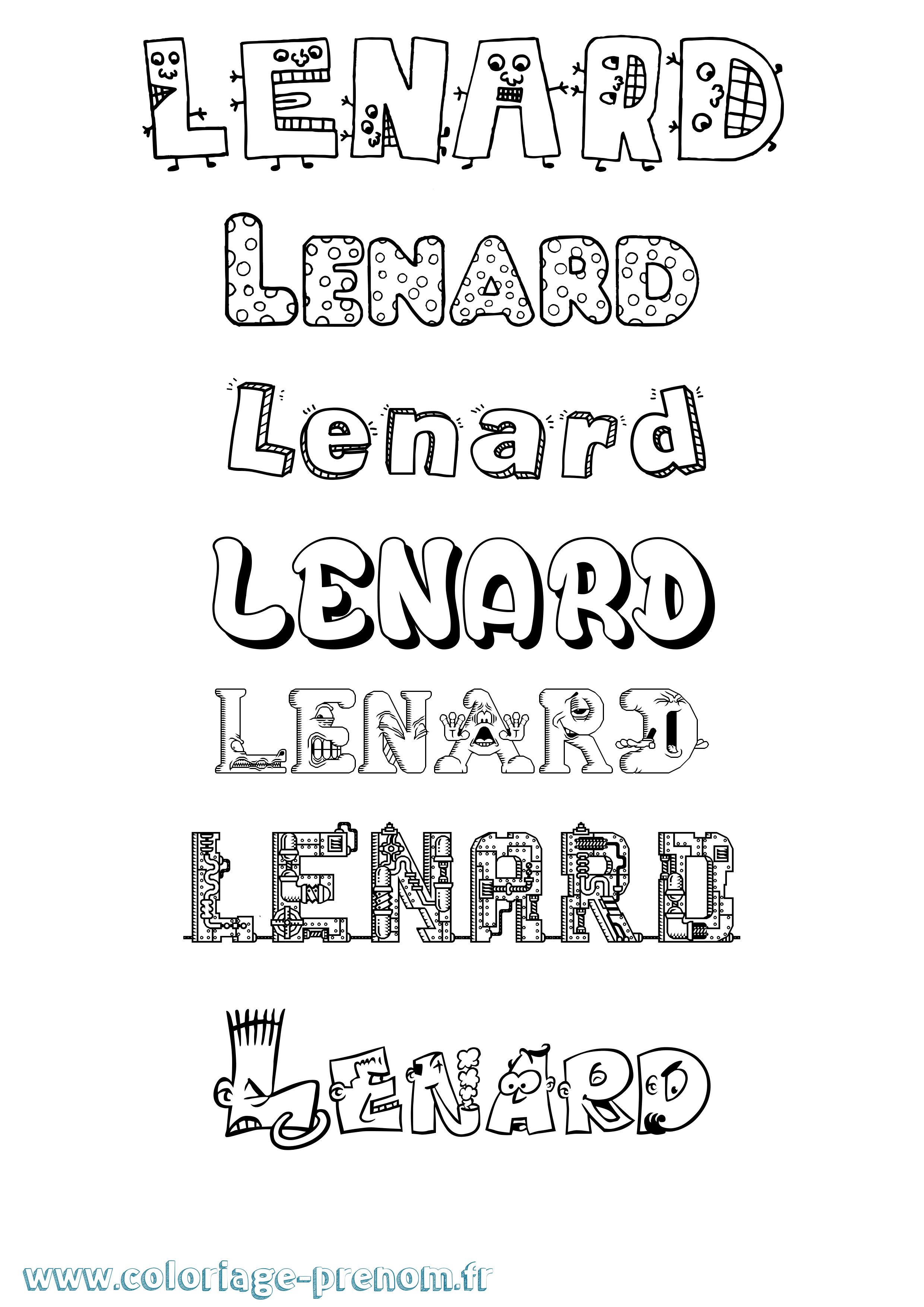 Coloriage Lenard Fun Coloriage prénom Lenard Fun