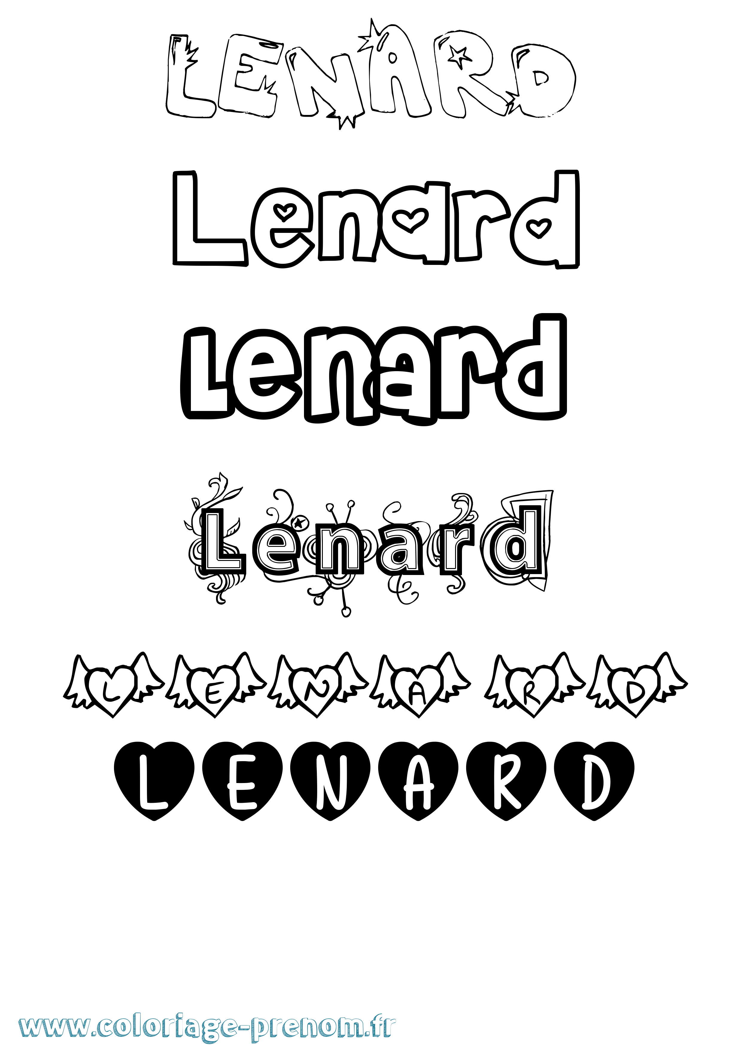 Coloriage Lenard Girly Coloriage prénom Lenard Girly