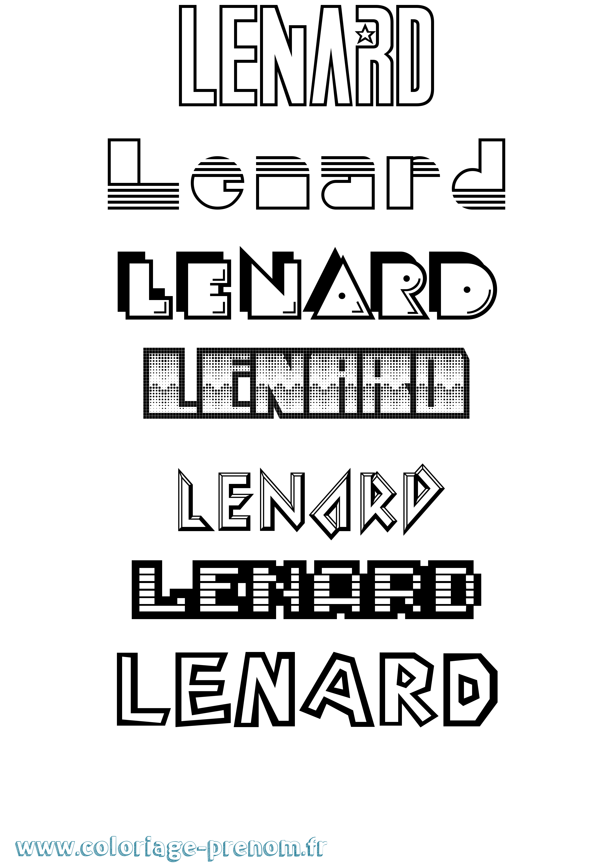 Coloriage Lenard Jeux Vidéos Coloriage prénom Lenard Jeux Vidéos