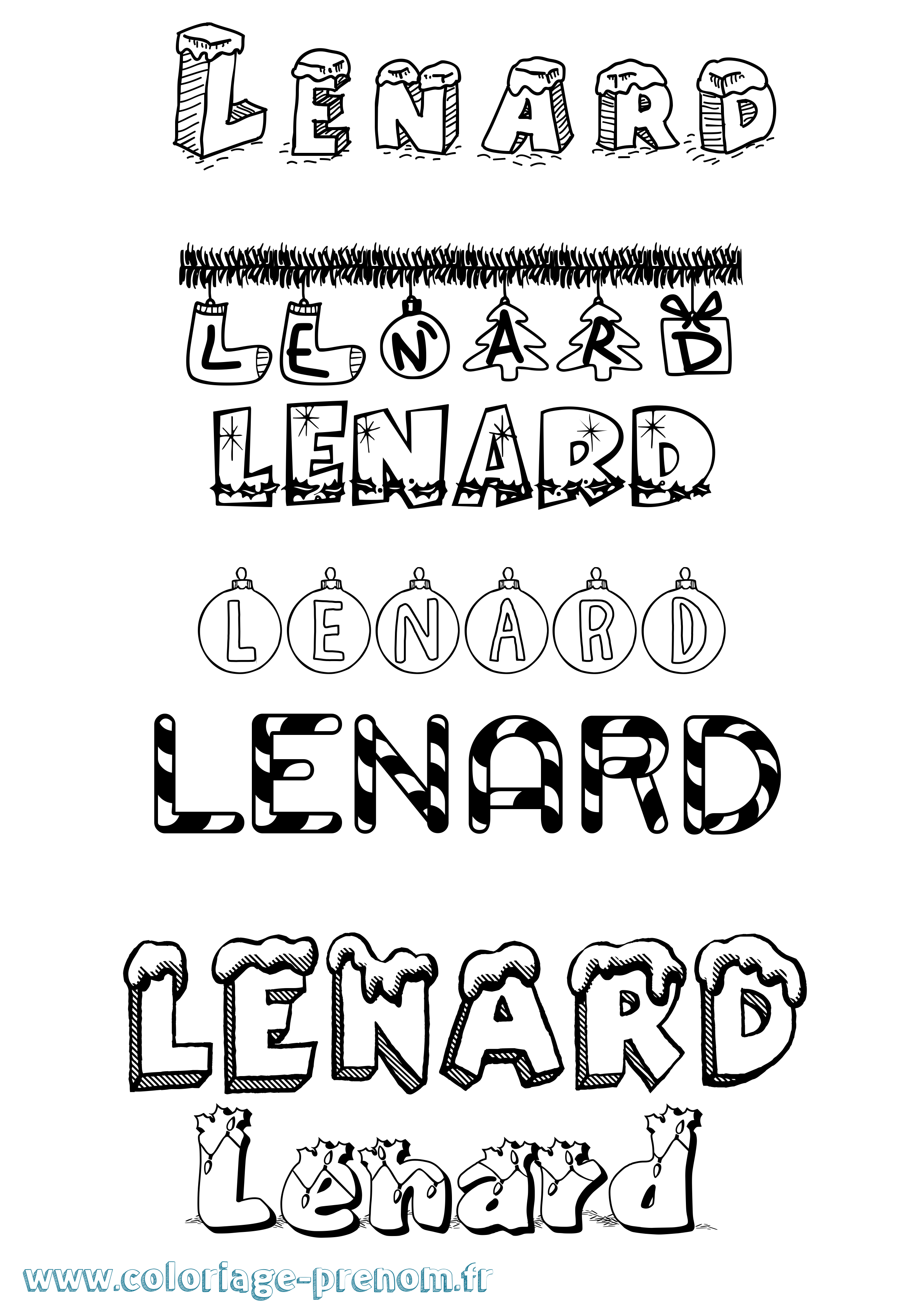 Coloriage Lenard Noël Coloriage prénom Lenard Noël