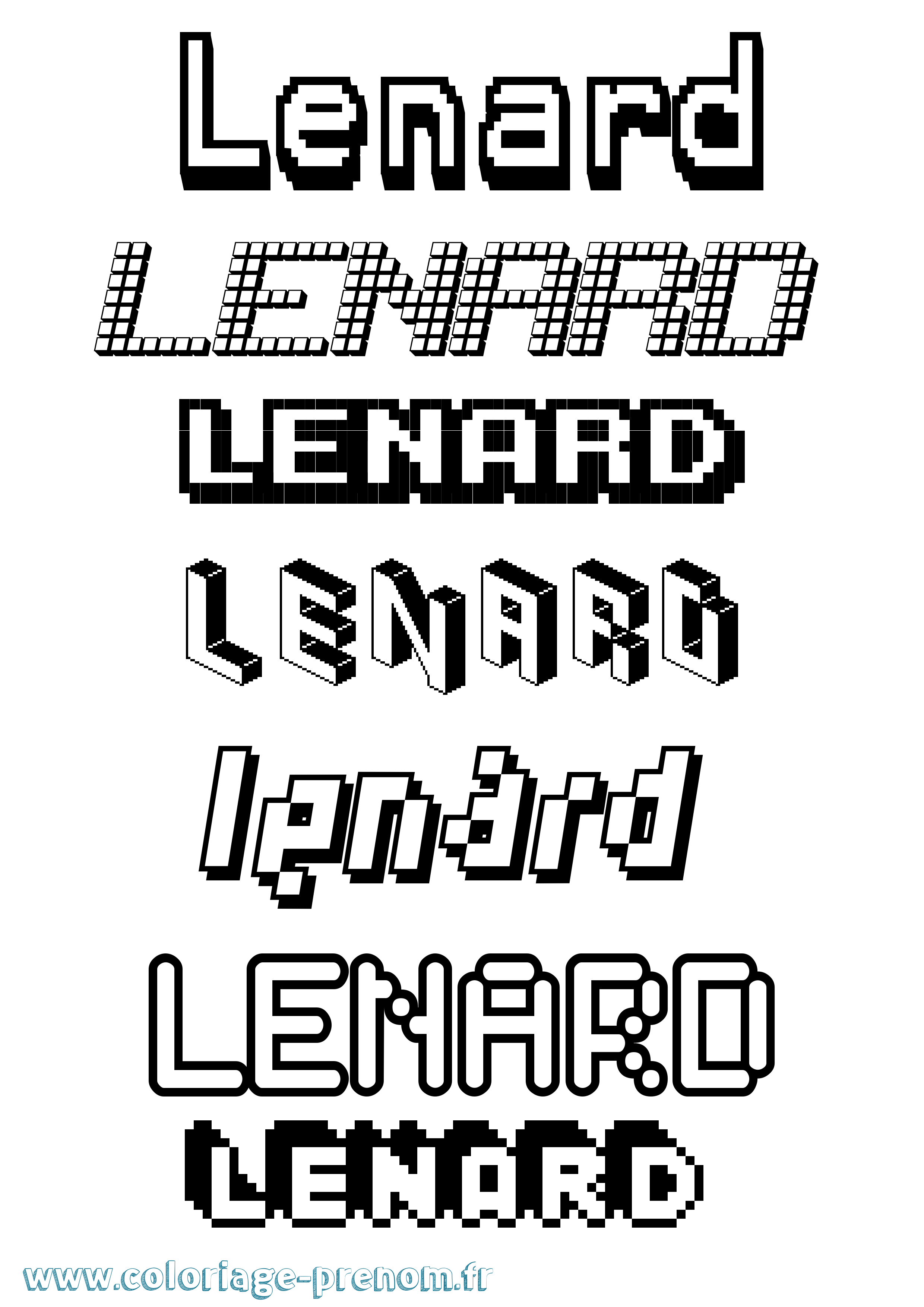 Coloriage Lenard Pixel Coloriage prénom Lenard Pixel