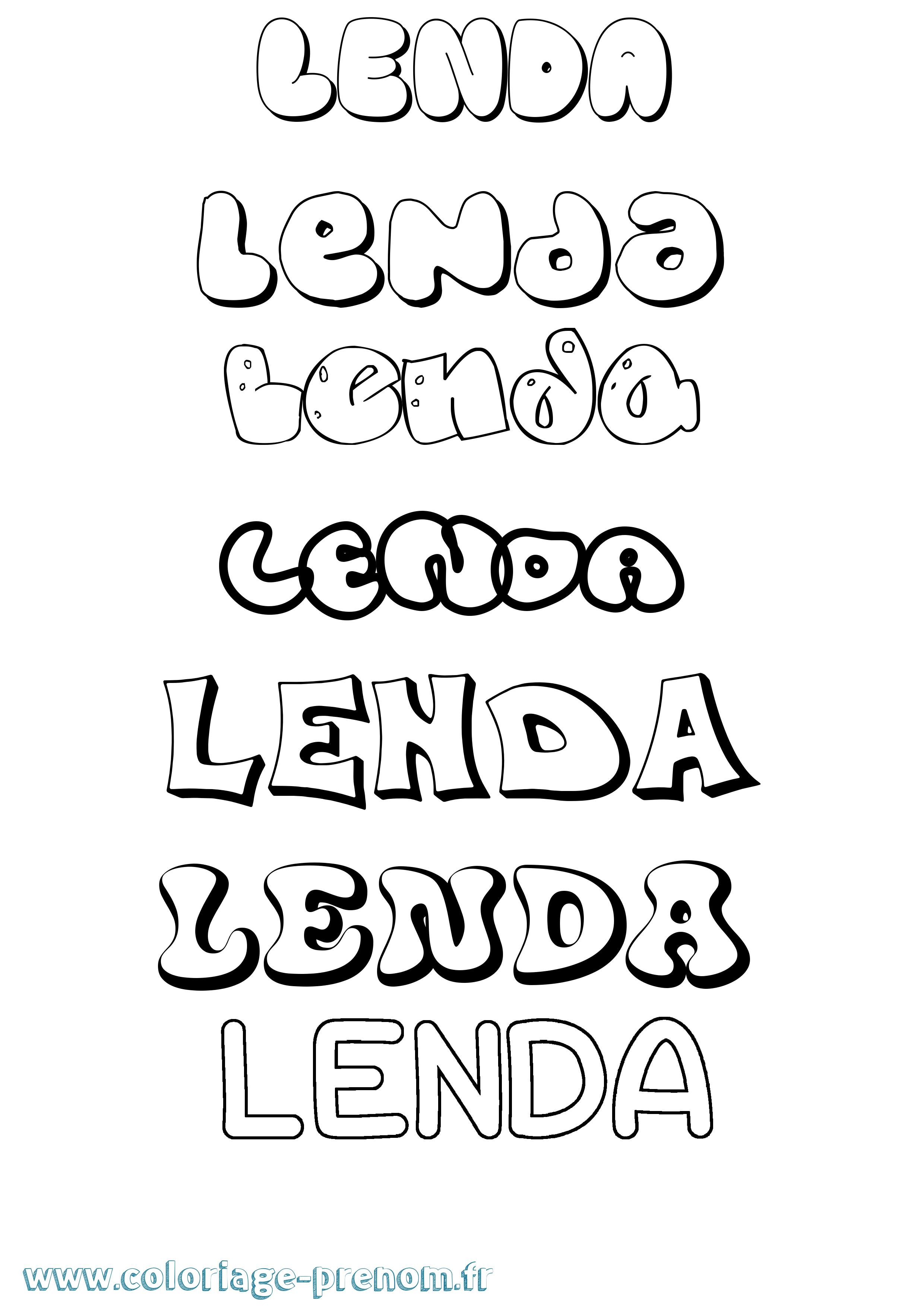 Coloriage Lenda Bubble Coloriage prénom Lenda Bubble