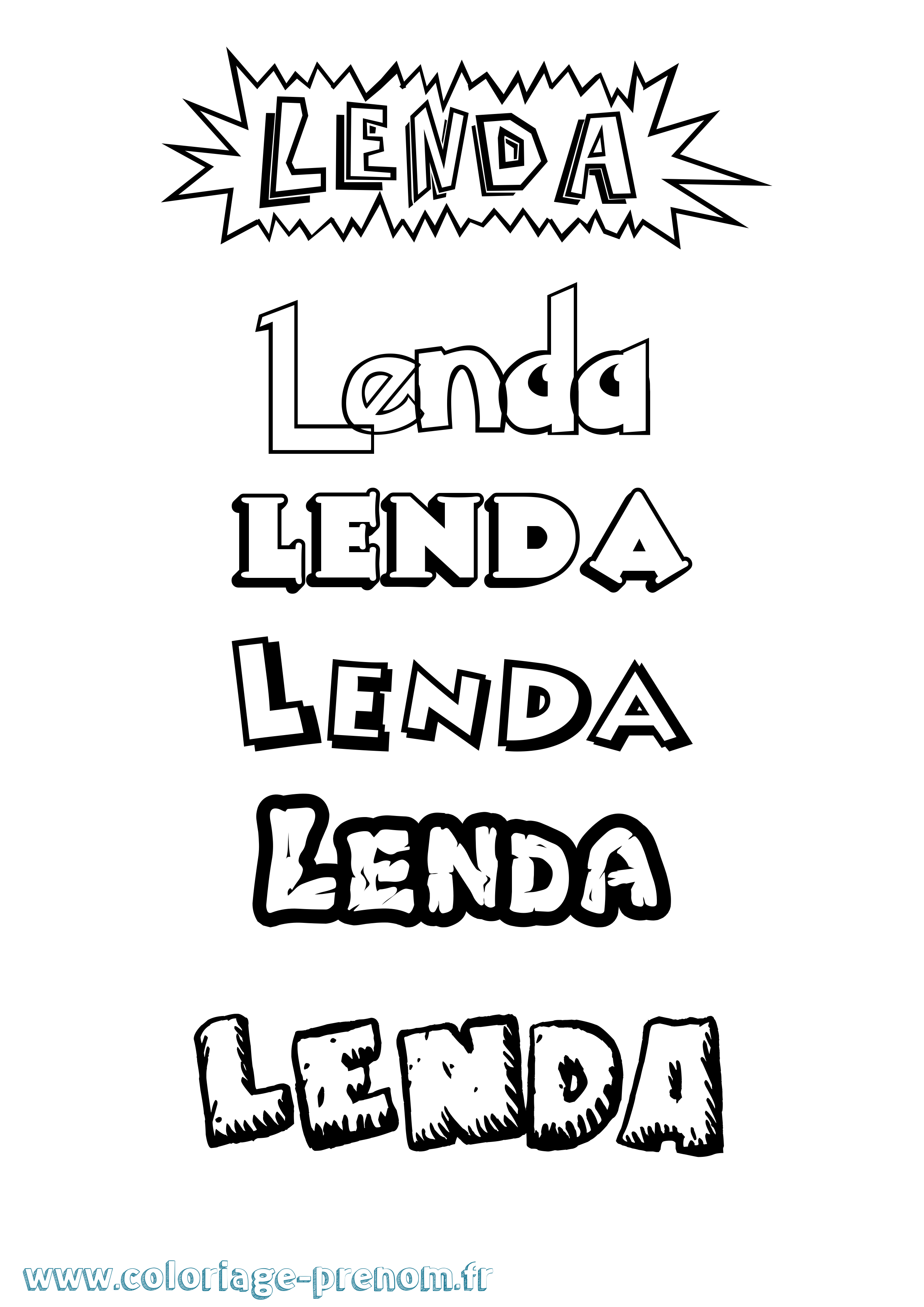Coloriage Lenda Dessin Animé Coloriage prénom Lenda Dessin Animé