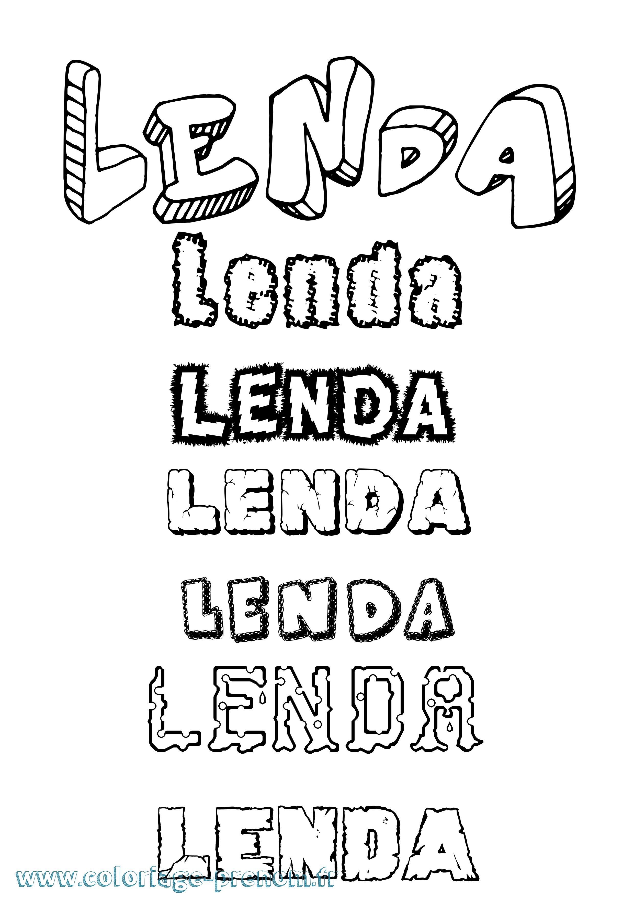 Coloriage Lenda Destructuré Coloriage prénom Lenda Destructuré