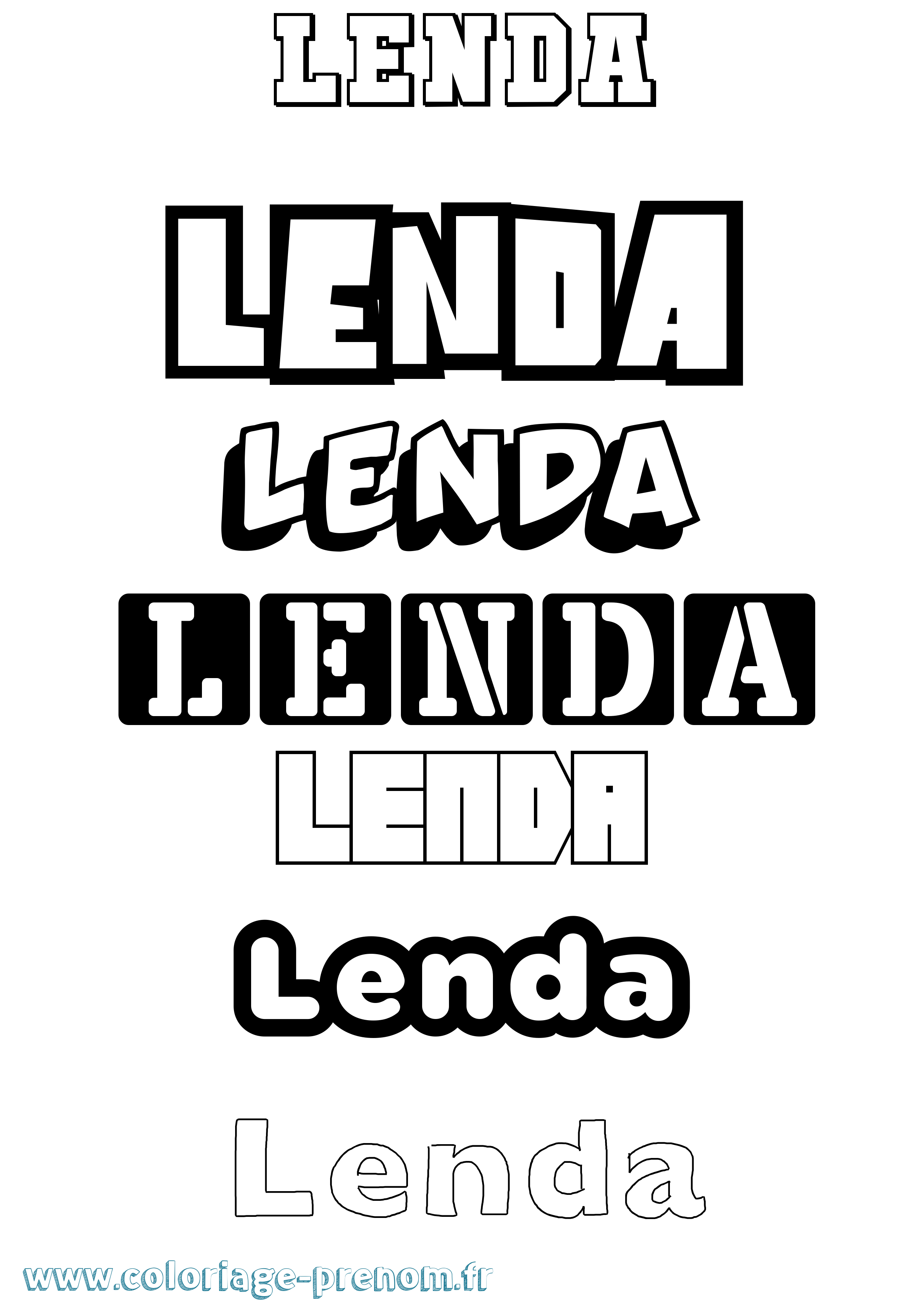 Coloriage Lenda Simple Coloriage prénom Lenda Simple