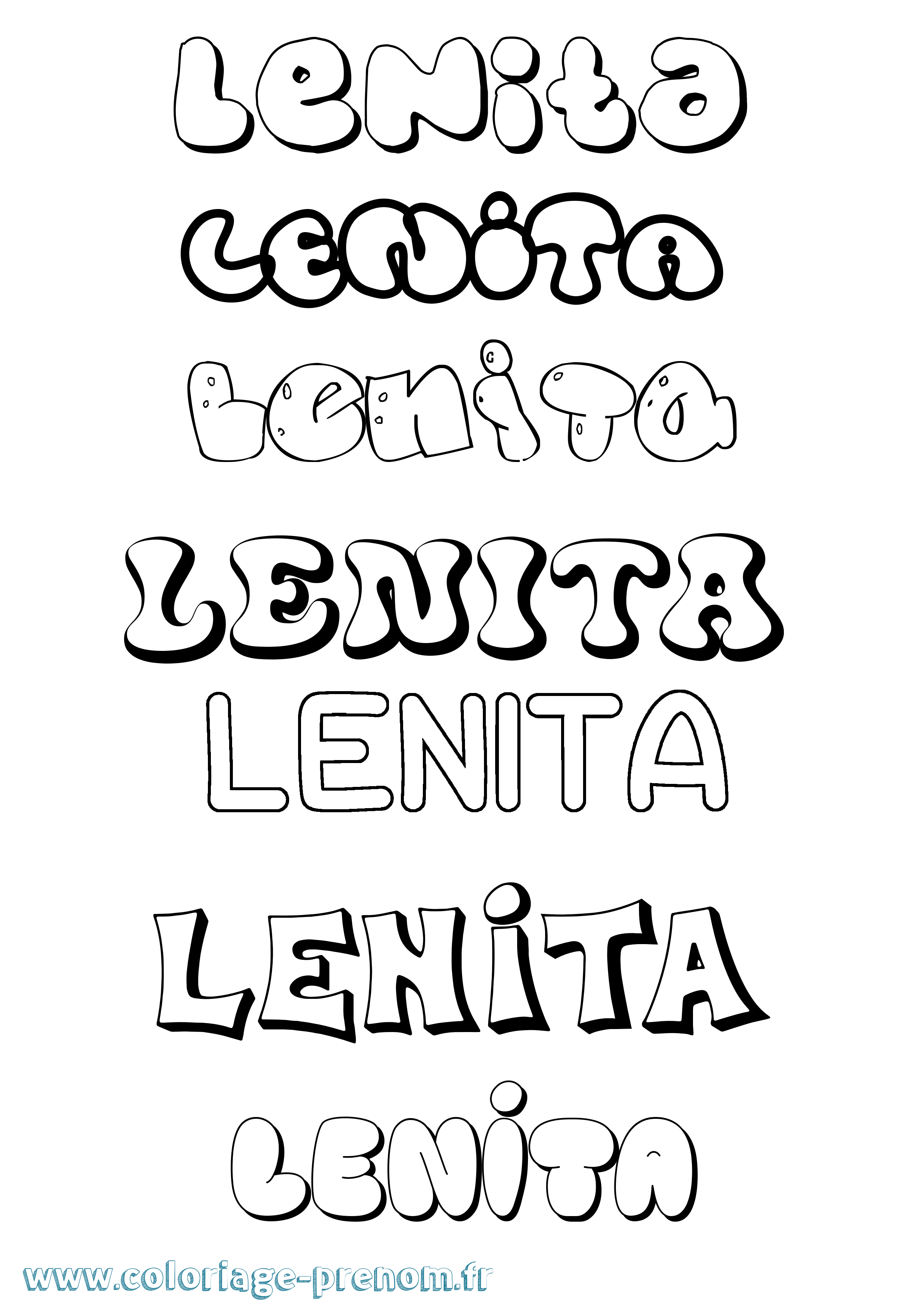 Coloriage Lenita Bubble Coloriage prénom Lenita Bubble