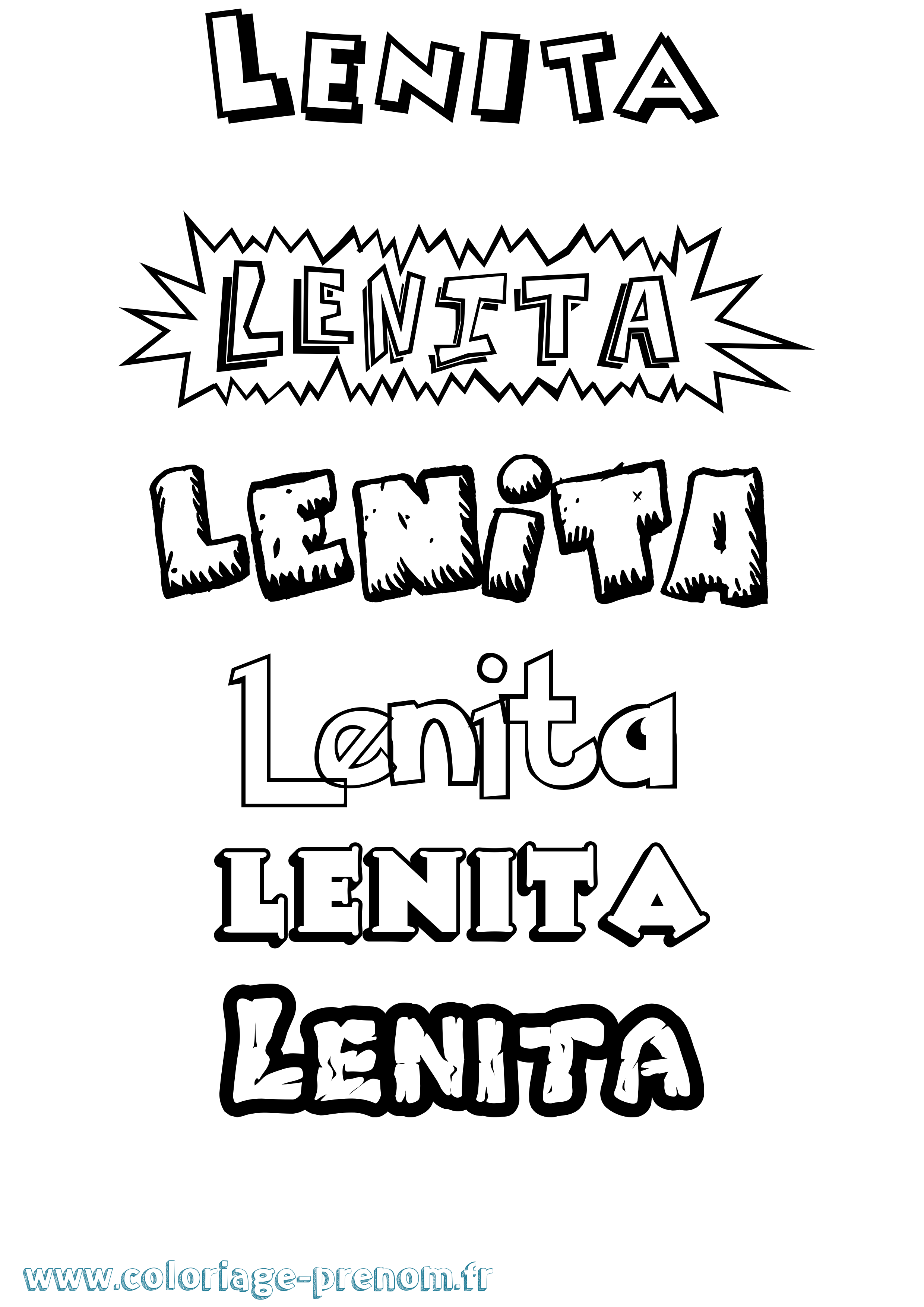 Coloriage Lenita Dessin Animé Coloriage prénom Lenita Dessin Animé