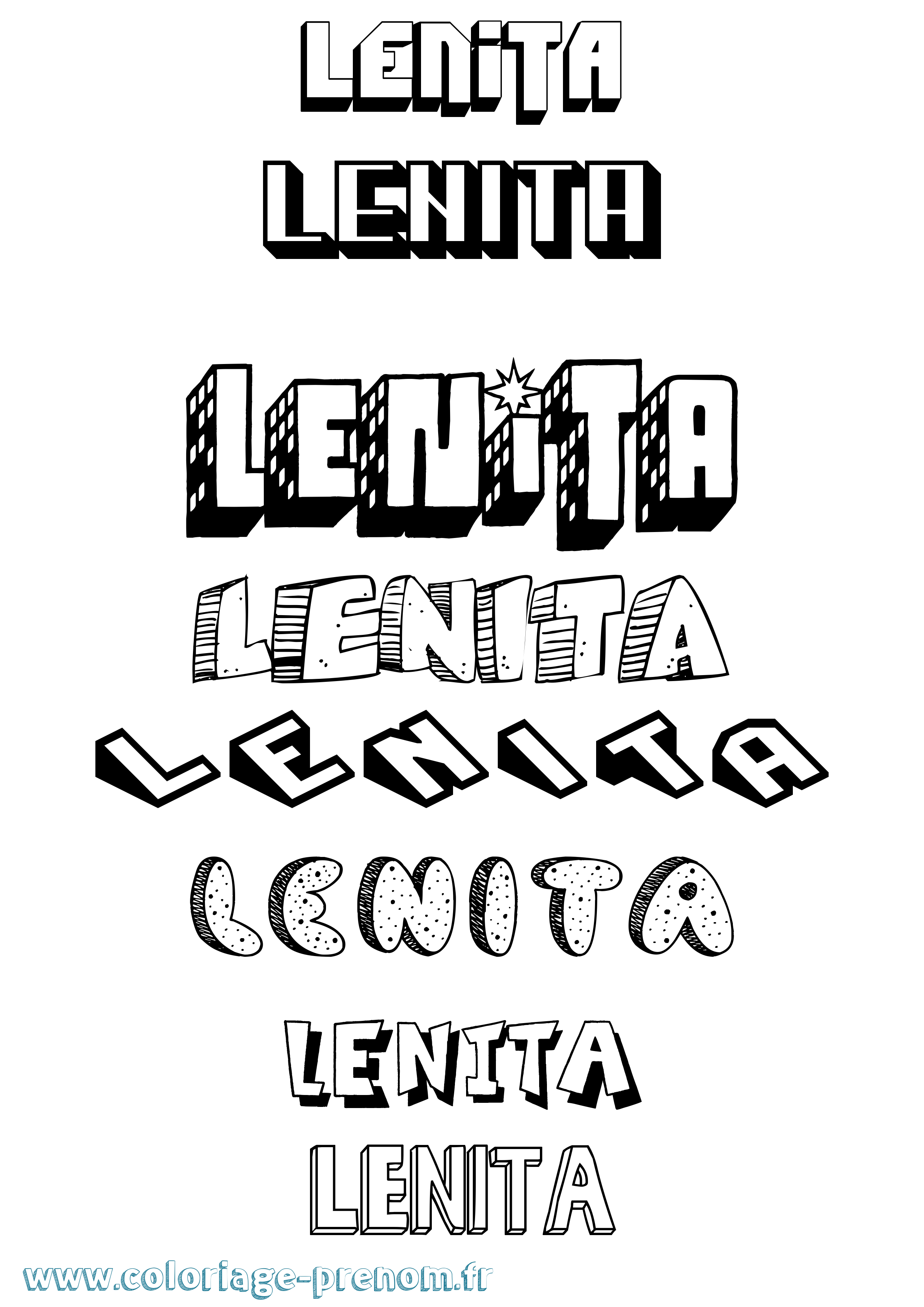 Coloriage Lenita Effet 3D Coloriage prénom Lenita Effet 3D