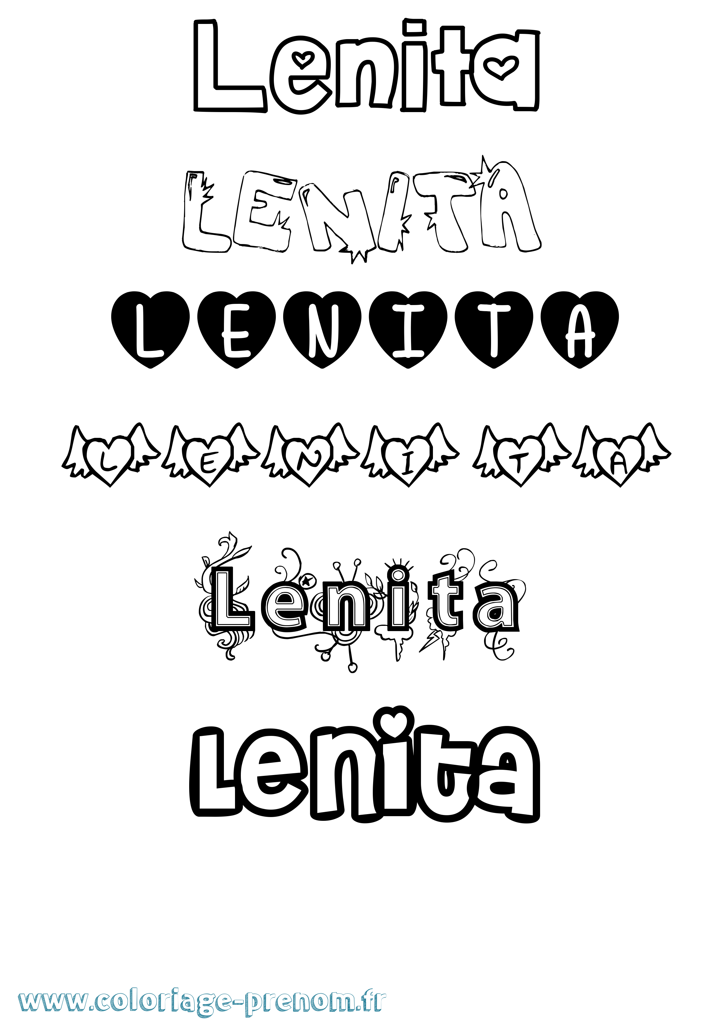 Coloriage Lenita Girly Coloriage prénom Lenita Girly