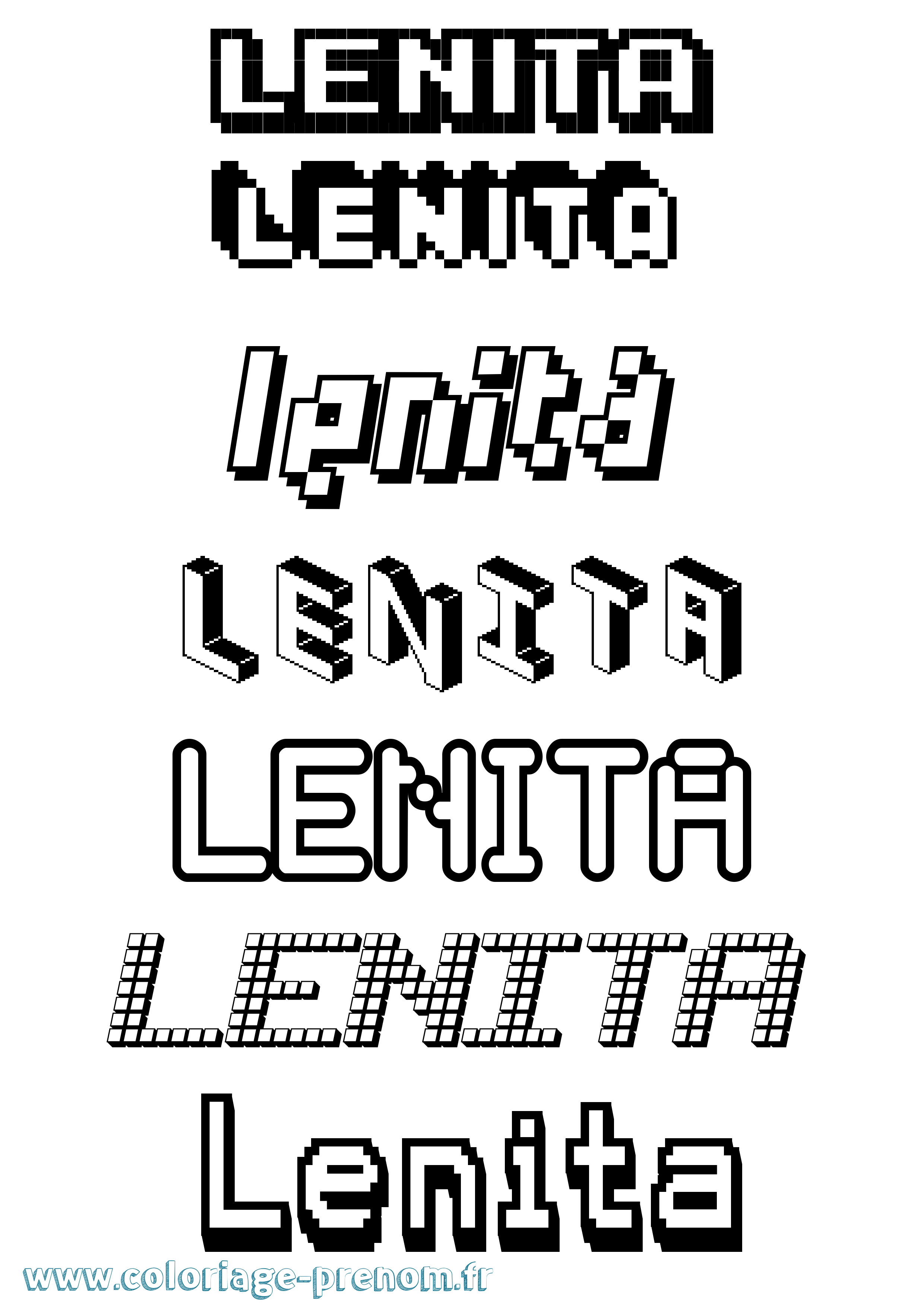 Coloriage Lenita Pixel Coloriage prénom Lenita Pixel