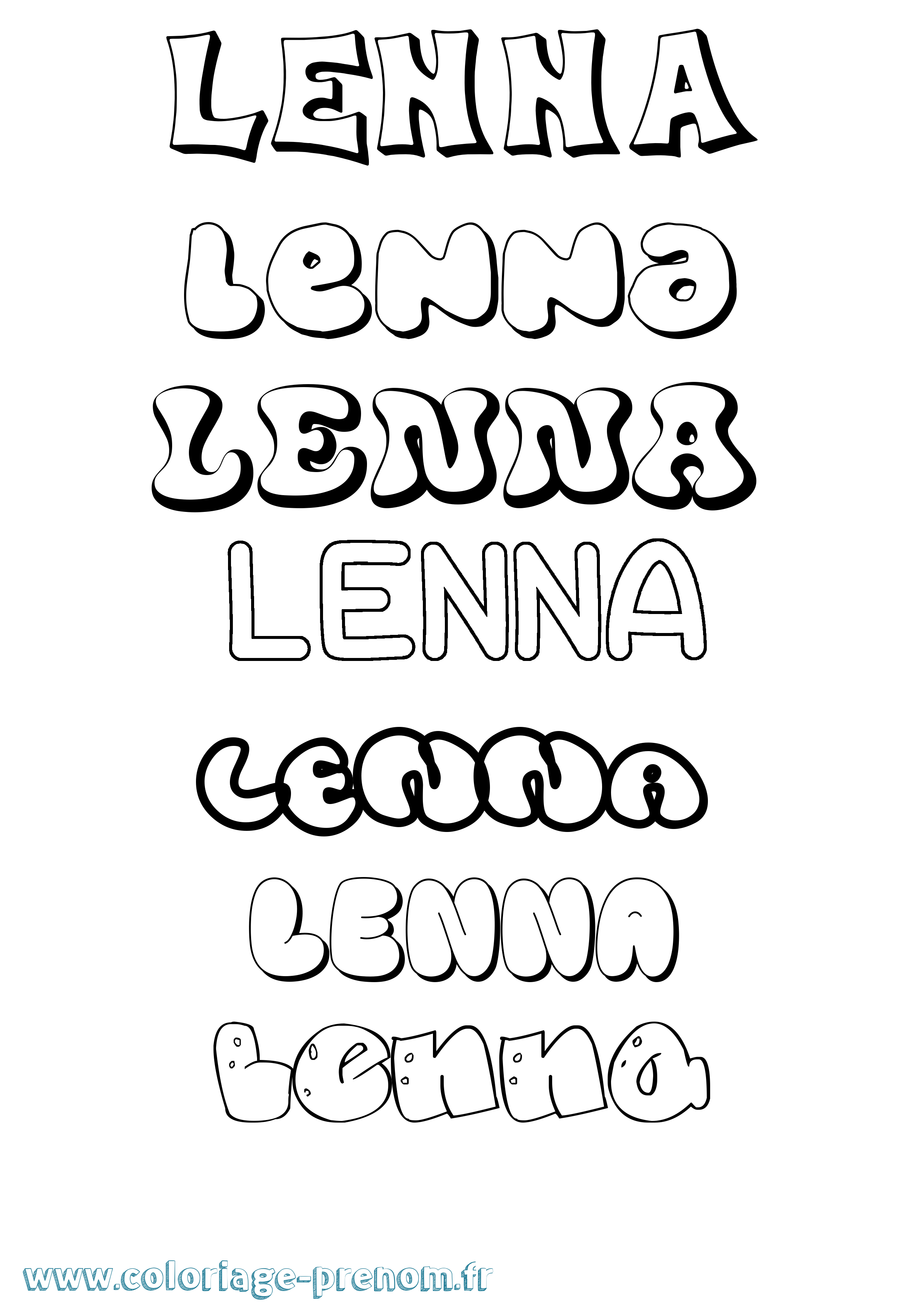 Coloriage Lenna Bubble Coloriage prénom Lenna Bubble