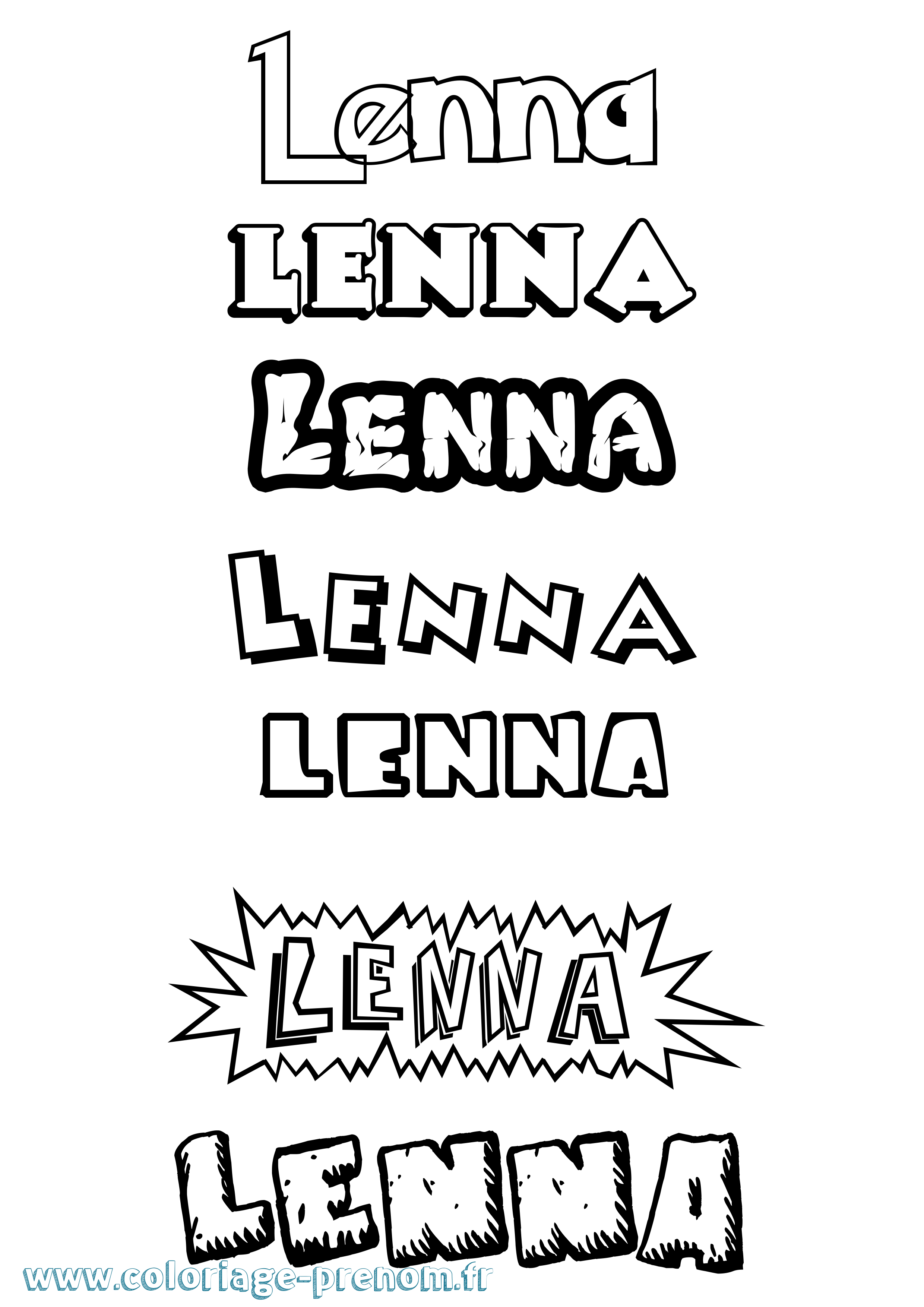 Coloriage Lenna Dessin Animé Coloriage prénom Lenna Dessin Animé