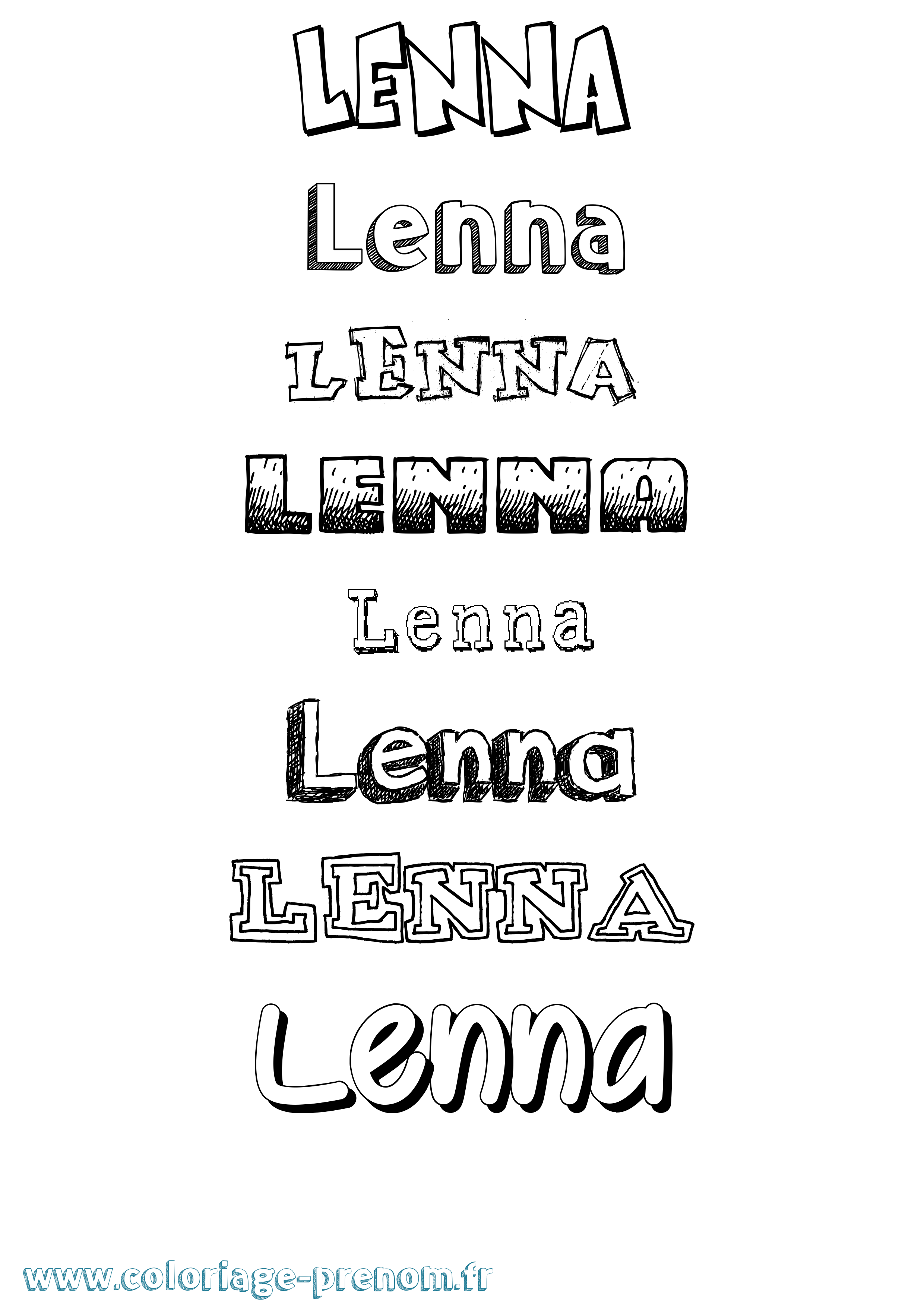 Coloriage Lenna Dessiné Coloriage prénom Lenna Dessiné