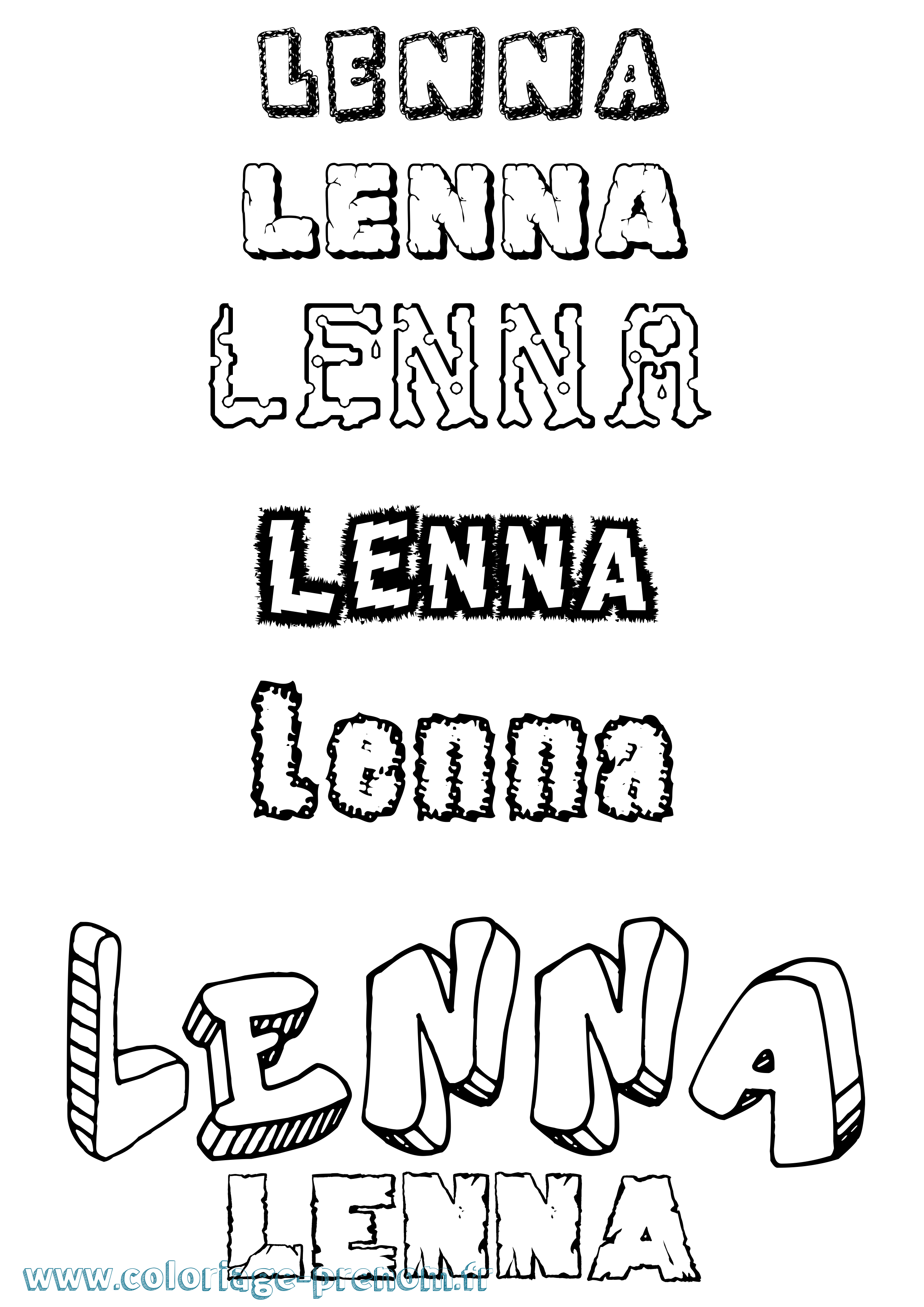 Coloriage Lenna Destructuré Coloriage prénom Lenna Destructuré