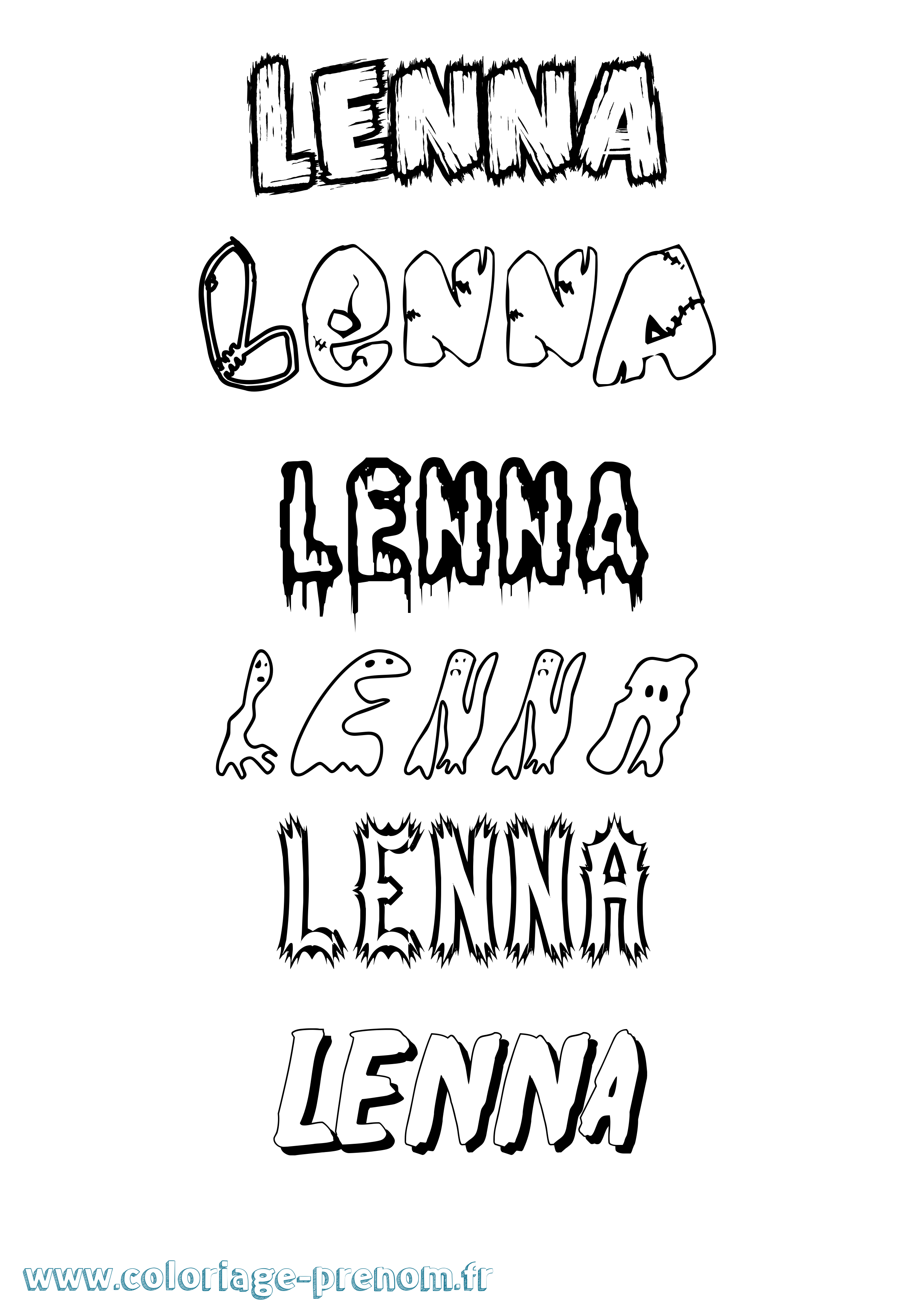 Coloriage Lenna Frisson Coloriage prénom Lenna Frisson