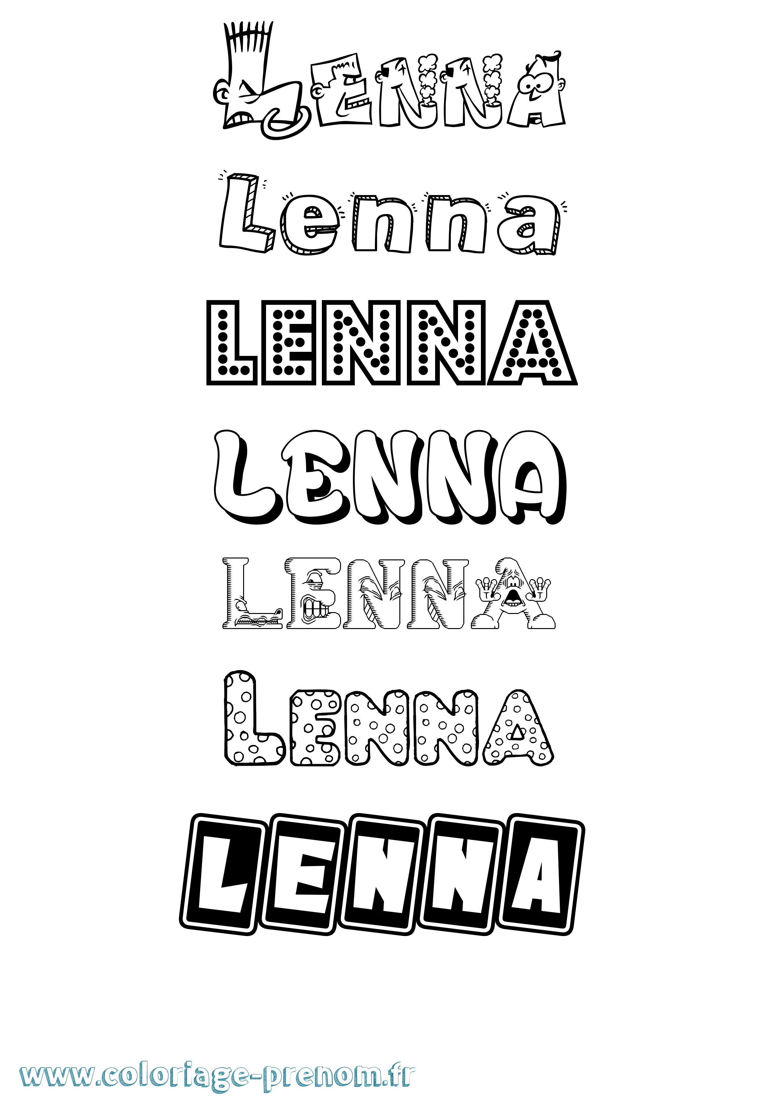 Coloriage Lenna Fun Coloriage prénom Lenna Fun