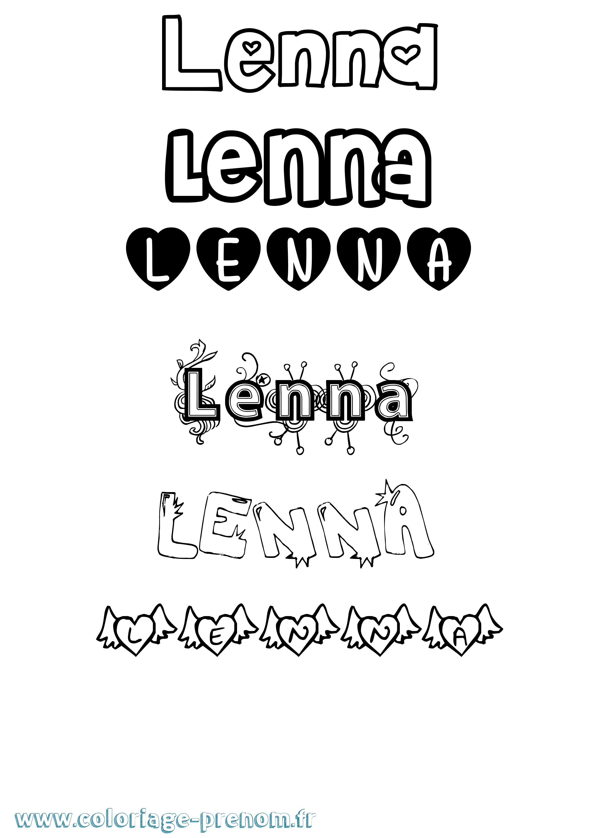 Coloriage Lenna Girly Coloriage prénom Lenna Girly