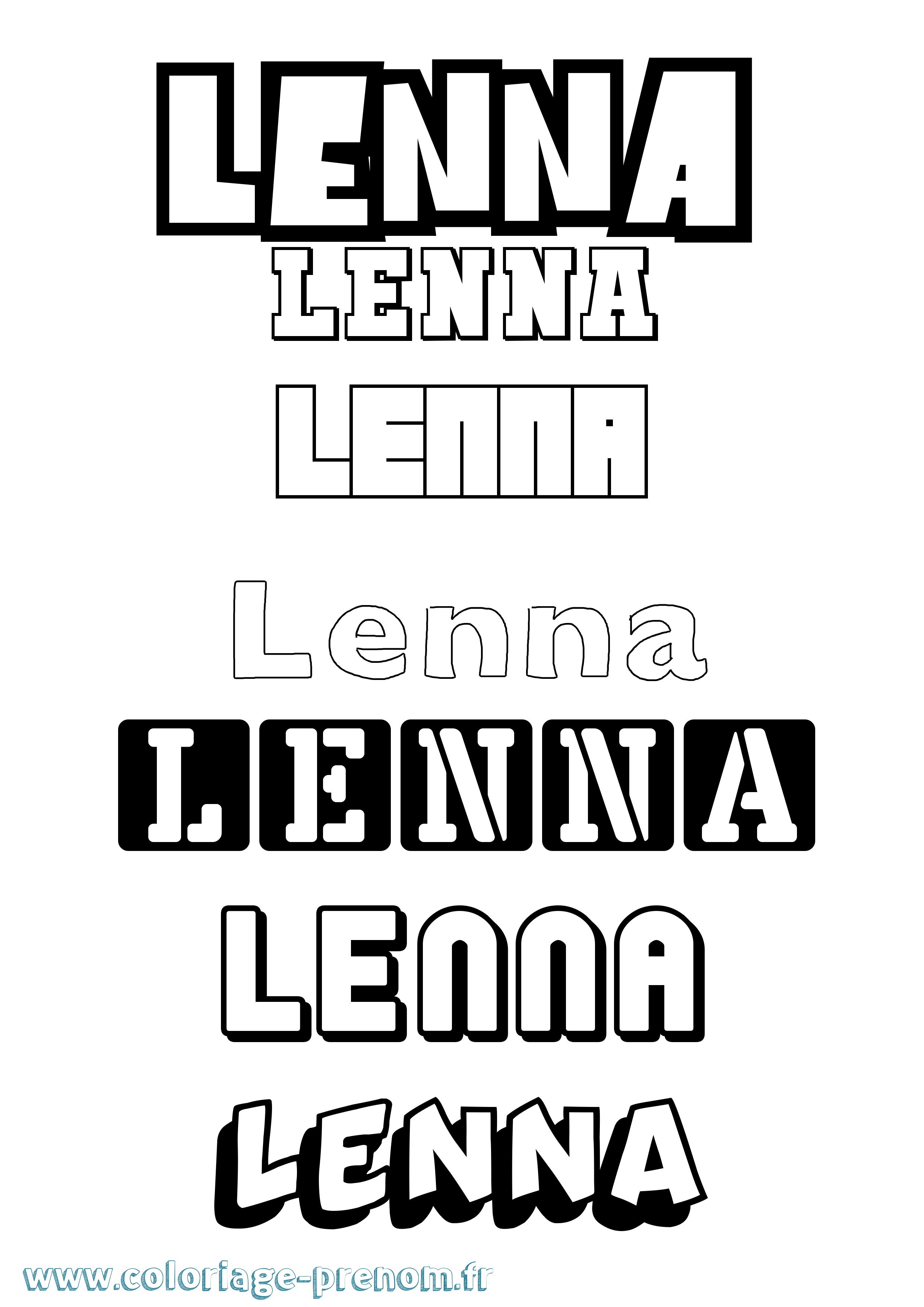 Coloriage Lenna Simple Coloriage prénom Lenna Simple