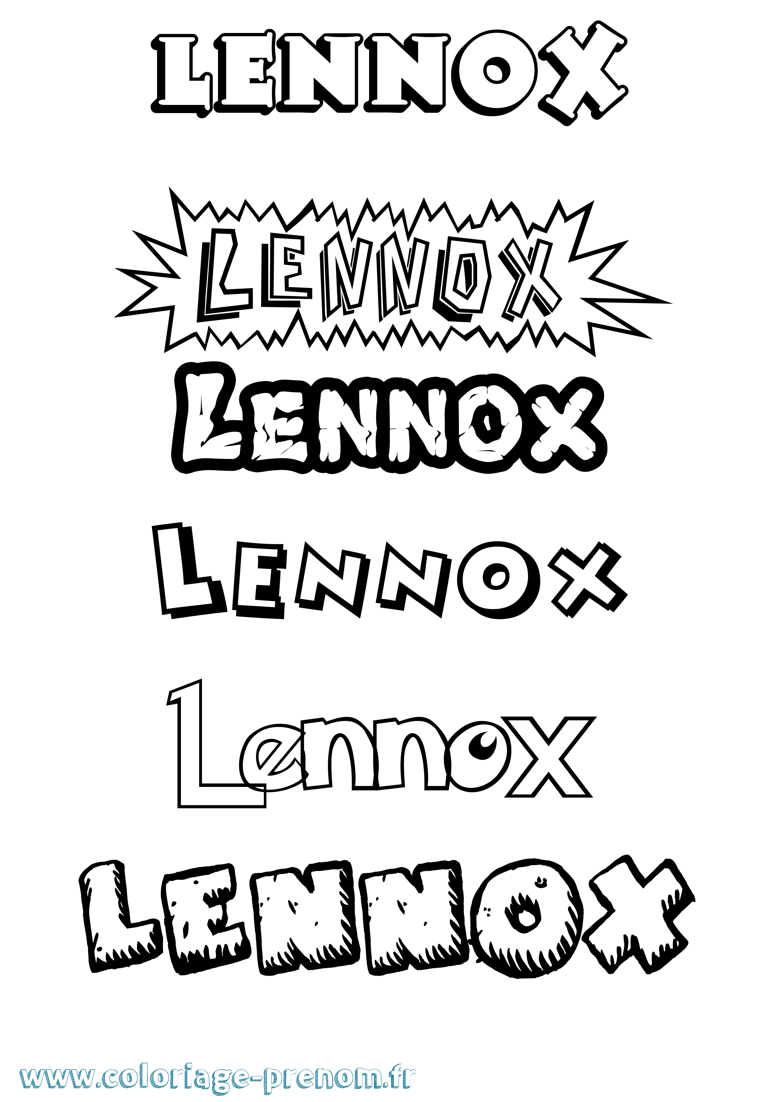 Coloriage Lennox Dessin Animé Coloriage prénom Lennox Dessin Animé