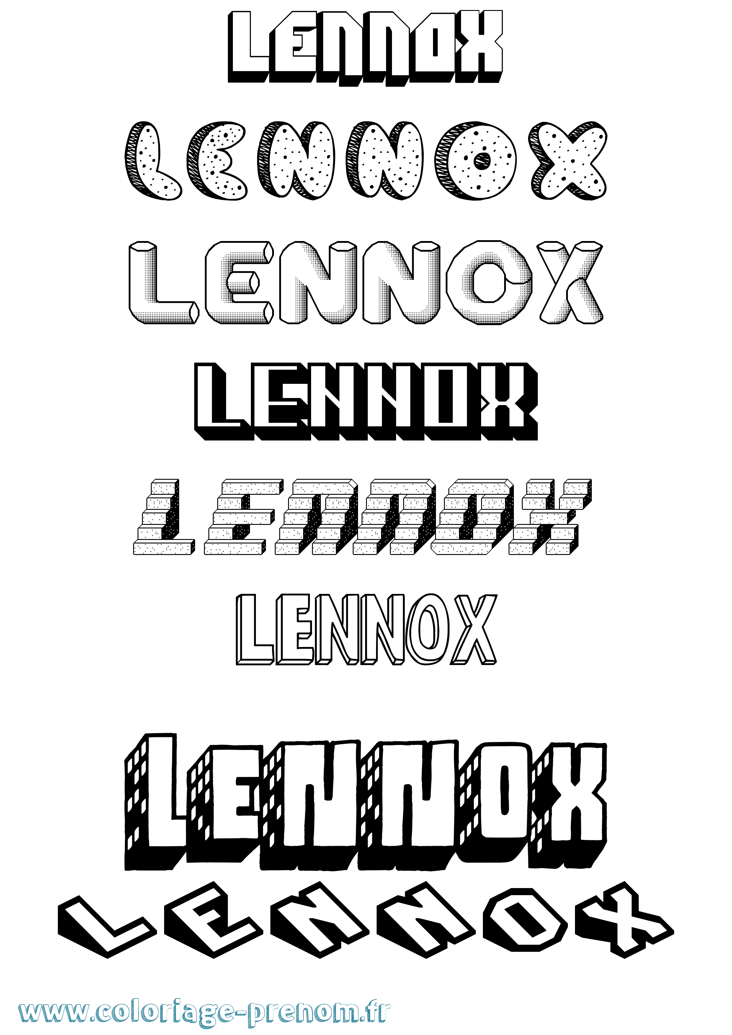 Coloriage Lennox Effet 3D Coloriage prénom Lennox Effet 3D