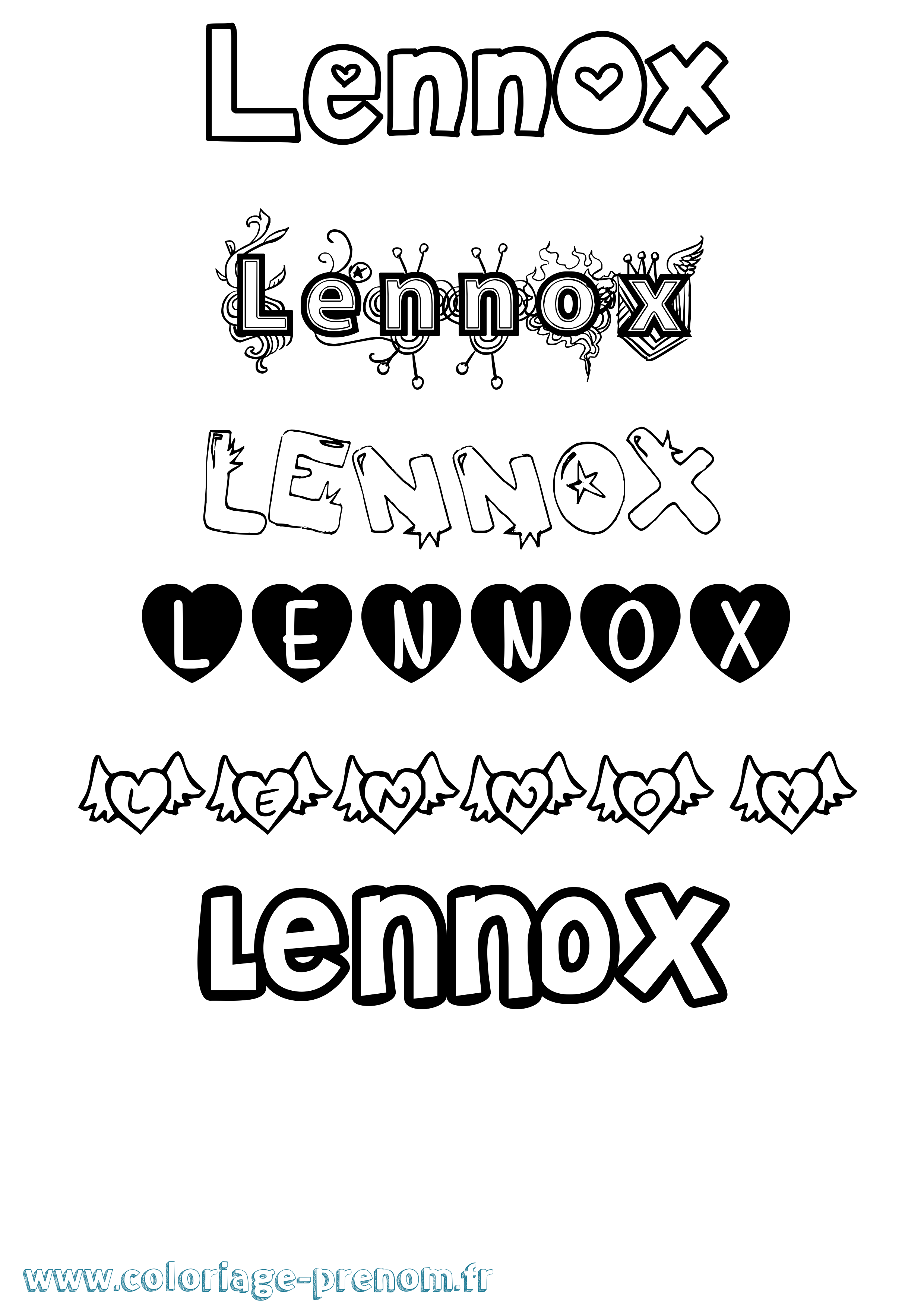 Coloriage Lennox Girly Coloriage prénom Lennox Girly