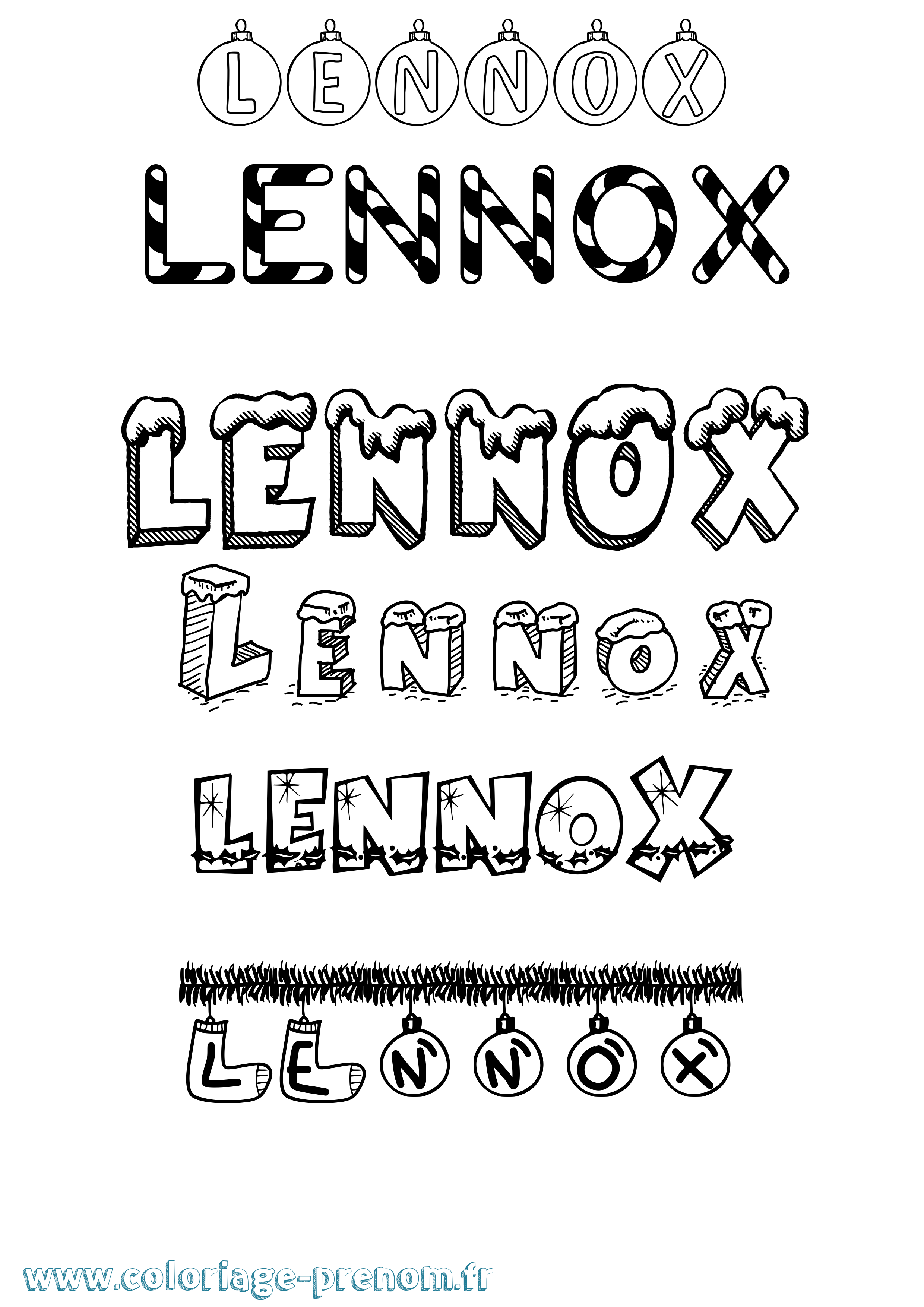 Coloriage Lennox Noël Coloriage prénom Lennox Noël