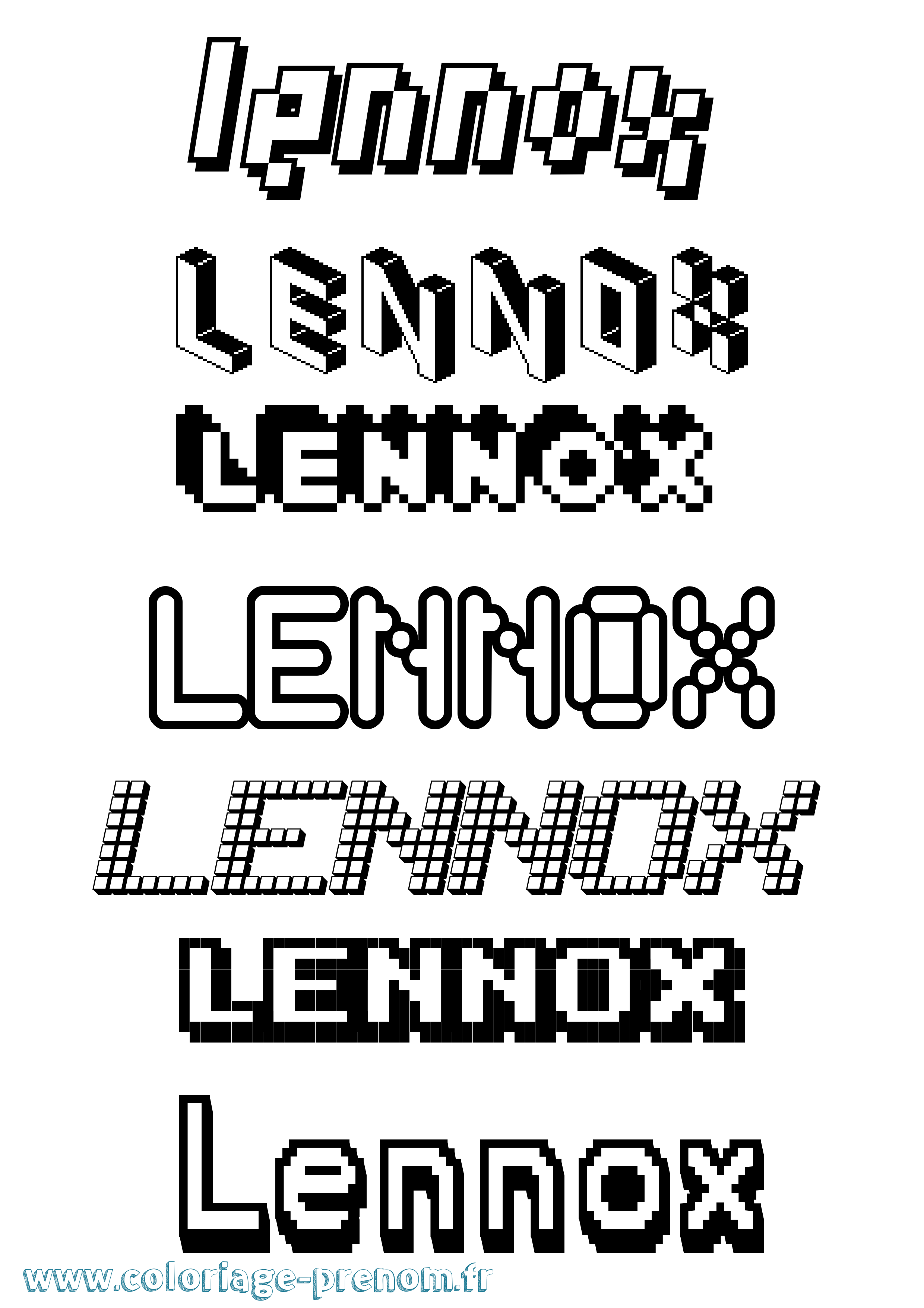 Coloriage Lennox Pixel Coloriage prénom Lennox Pixel