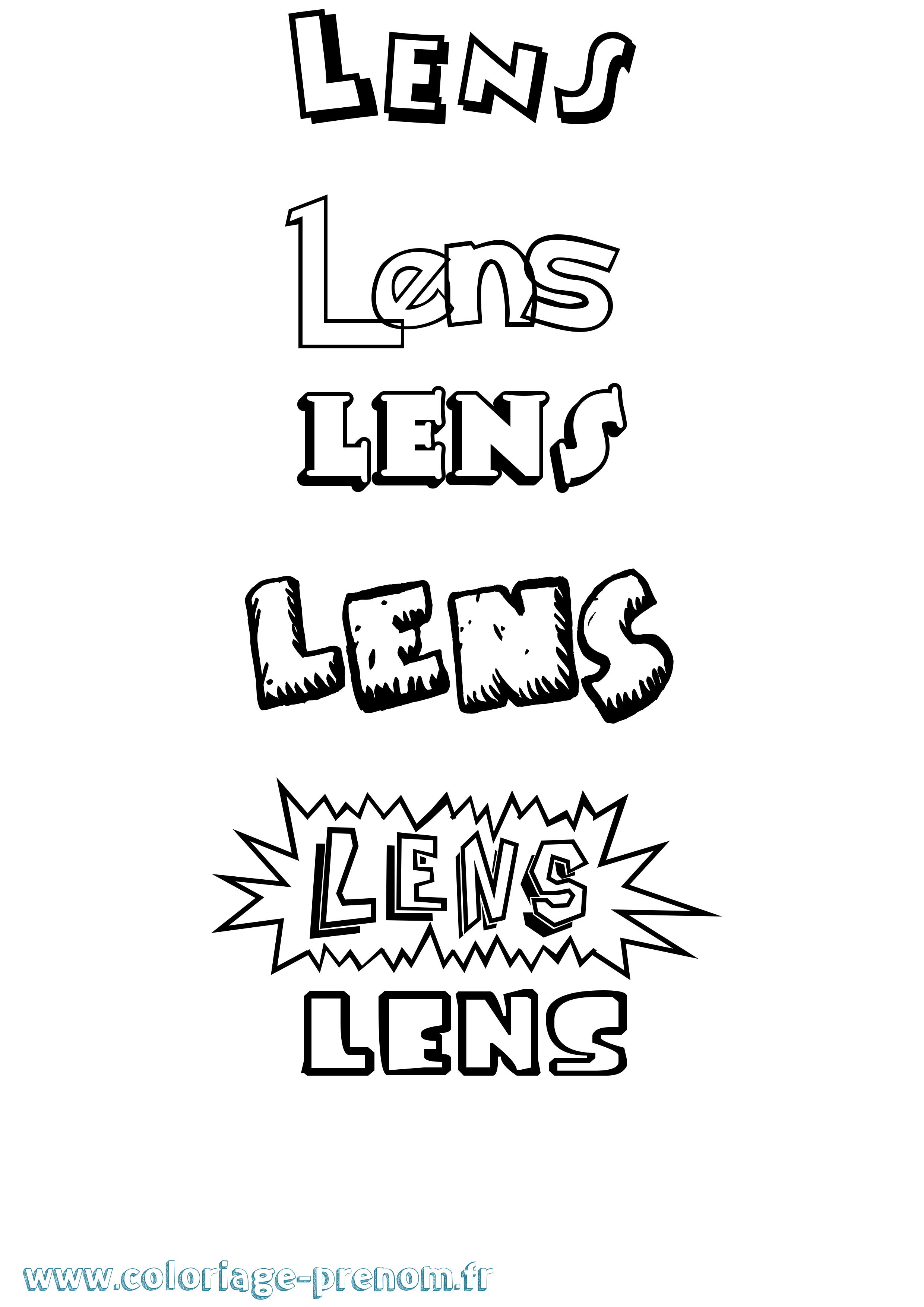 Coloriage Lens Dessin Animé Coloriage prénom Lens Dessin Animé