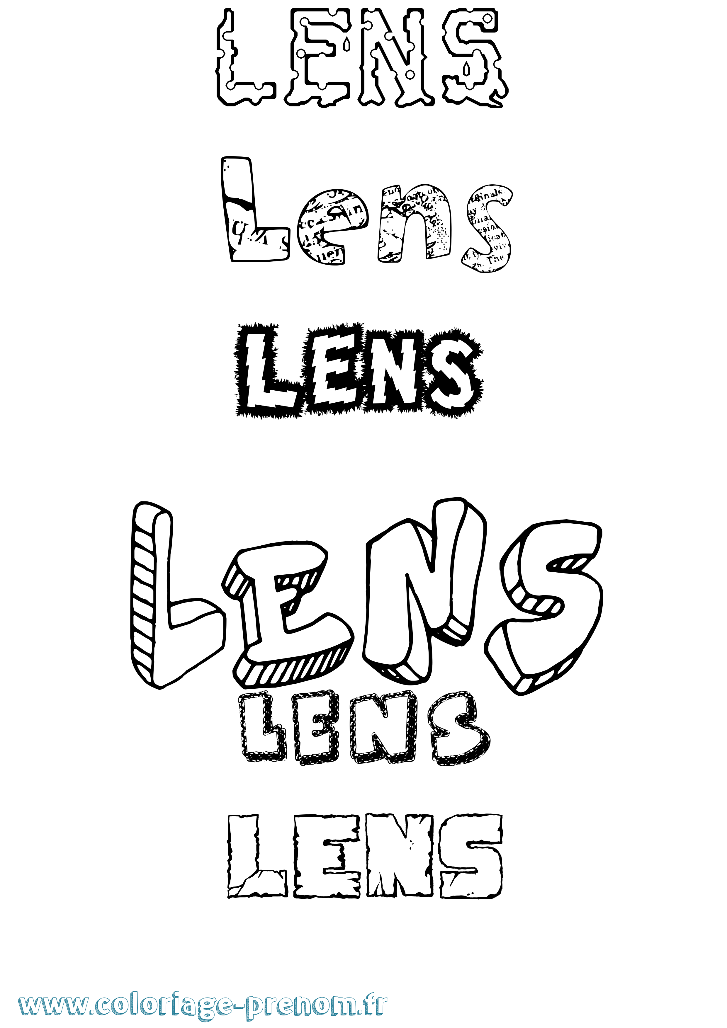 Coloriage Lens Destructuré Coloriage prénom Lens Destructuré