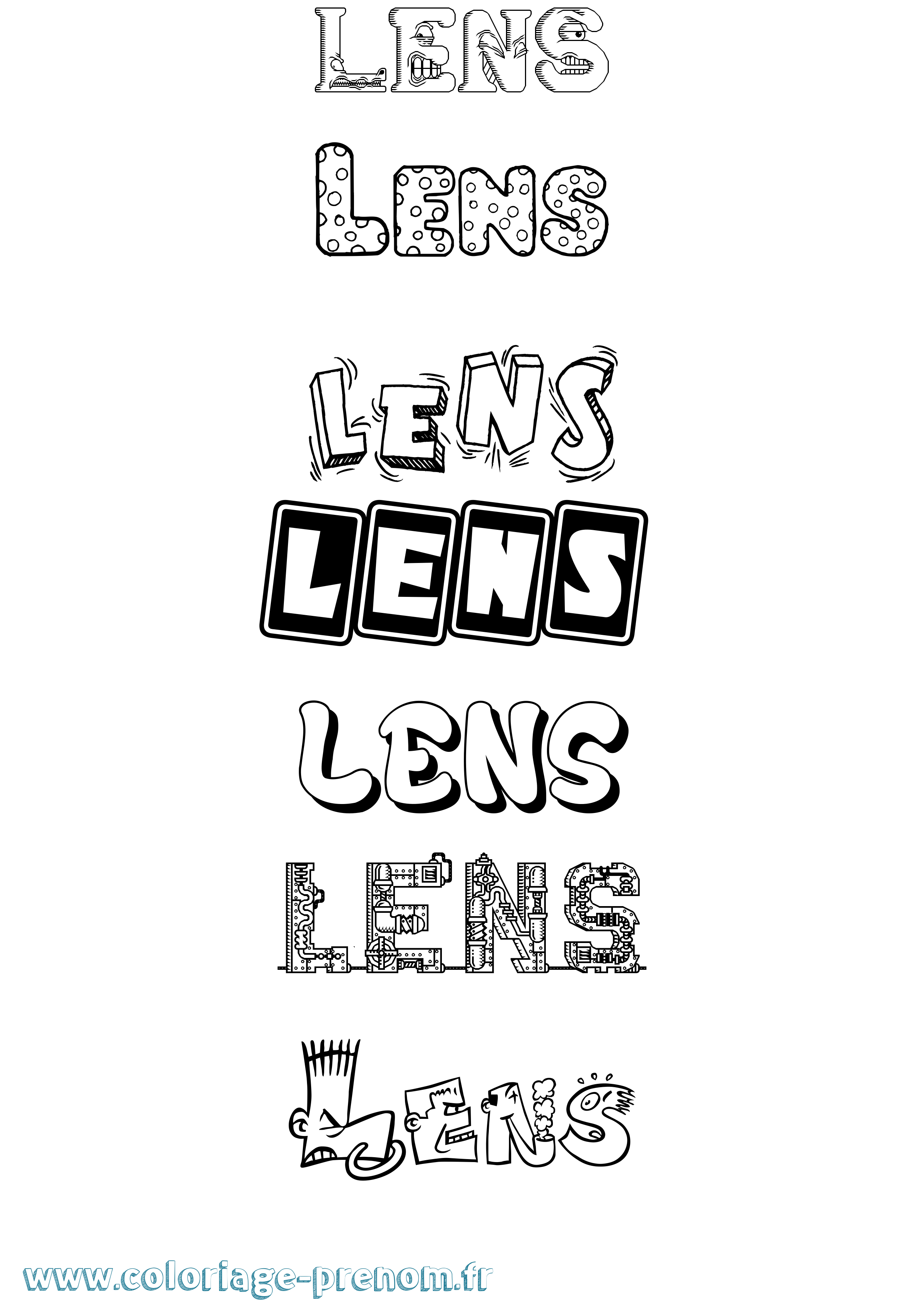 Coloriage Lens Fun Coloriage prénom Lens Fun