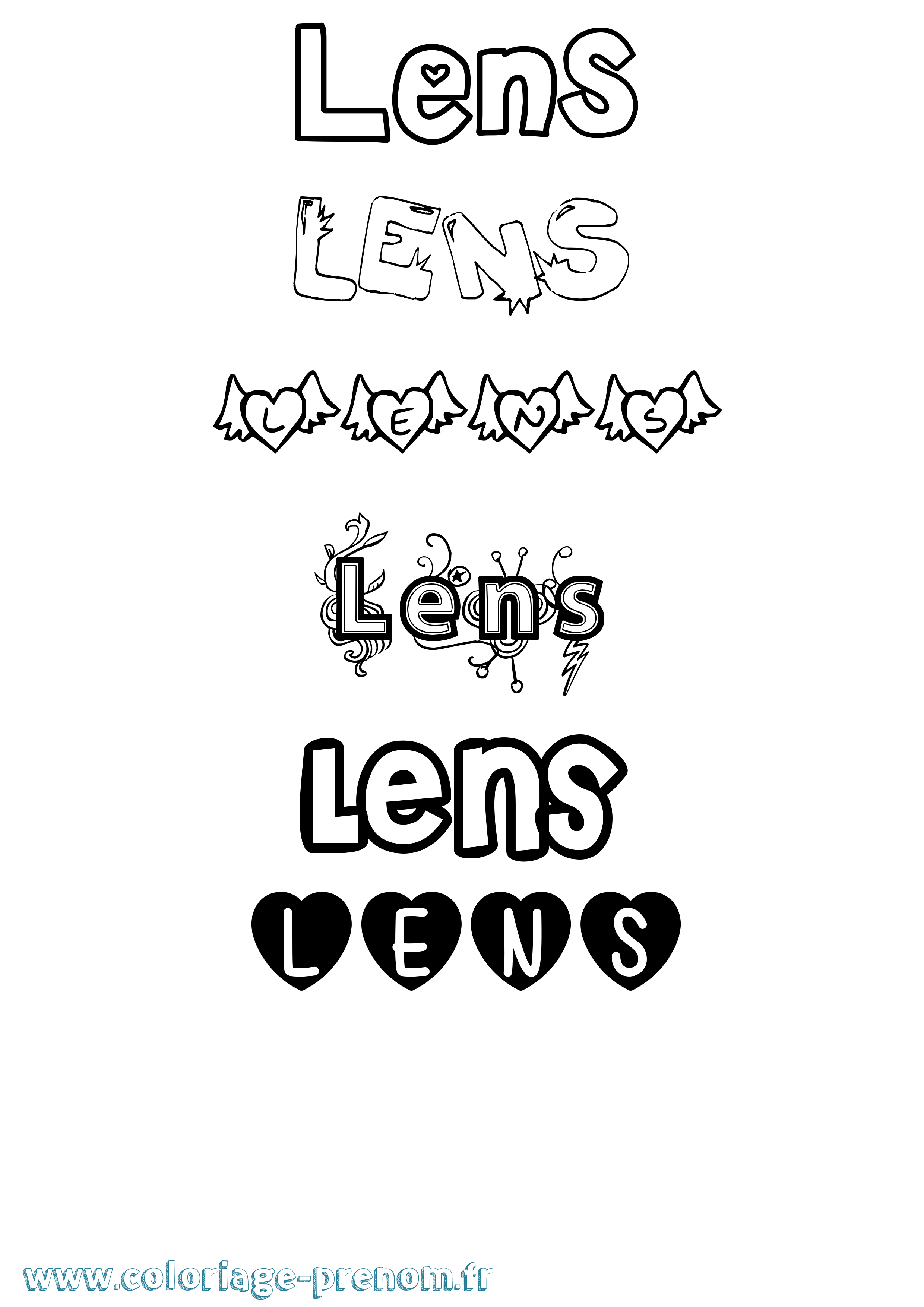Coloriage Lens Girly Coloriage prénom Lens Girly
