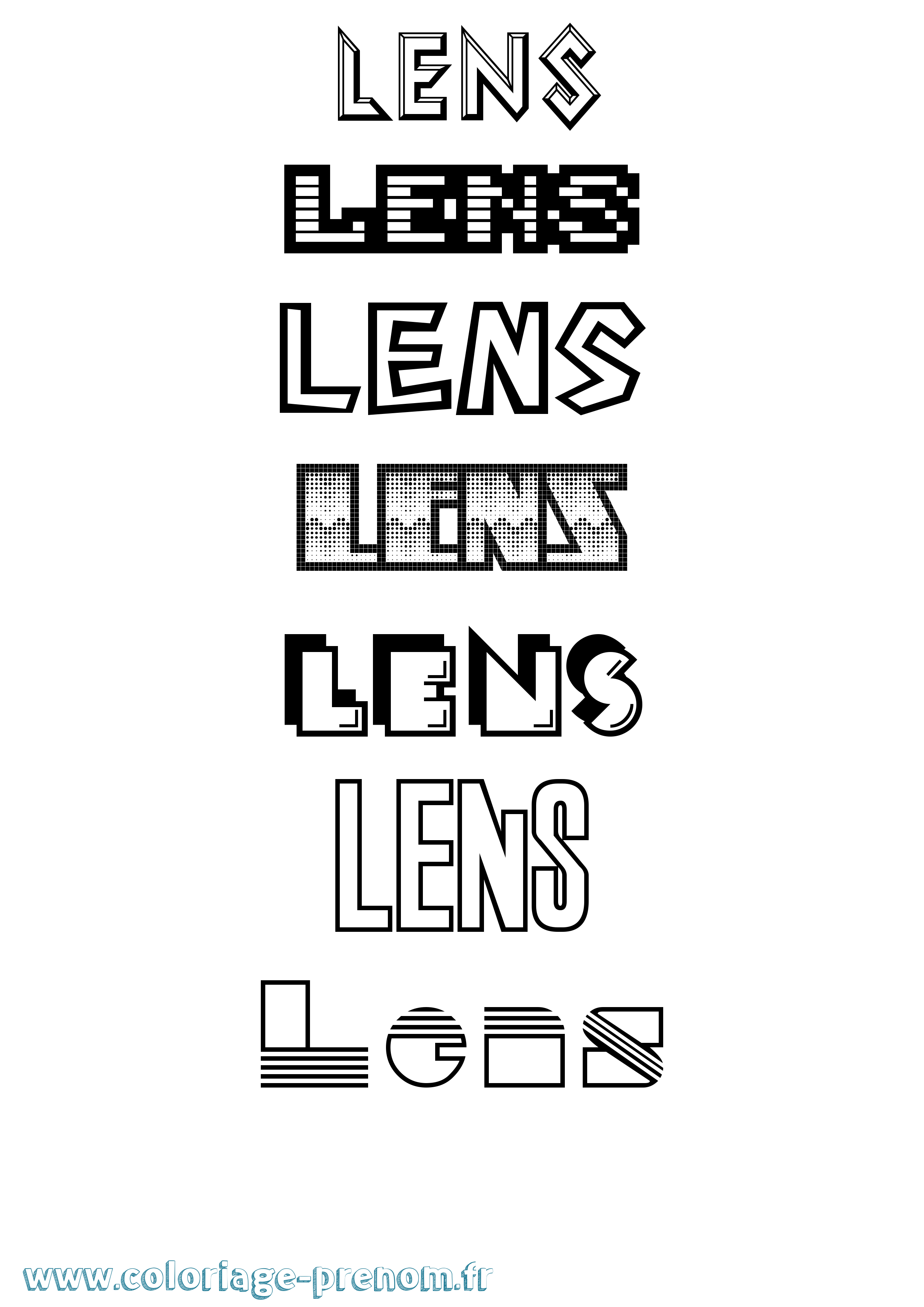 Coloriage Lens Jeux Vidéos Coloriage prénom Lens Jeux Vidéos