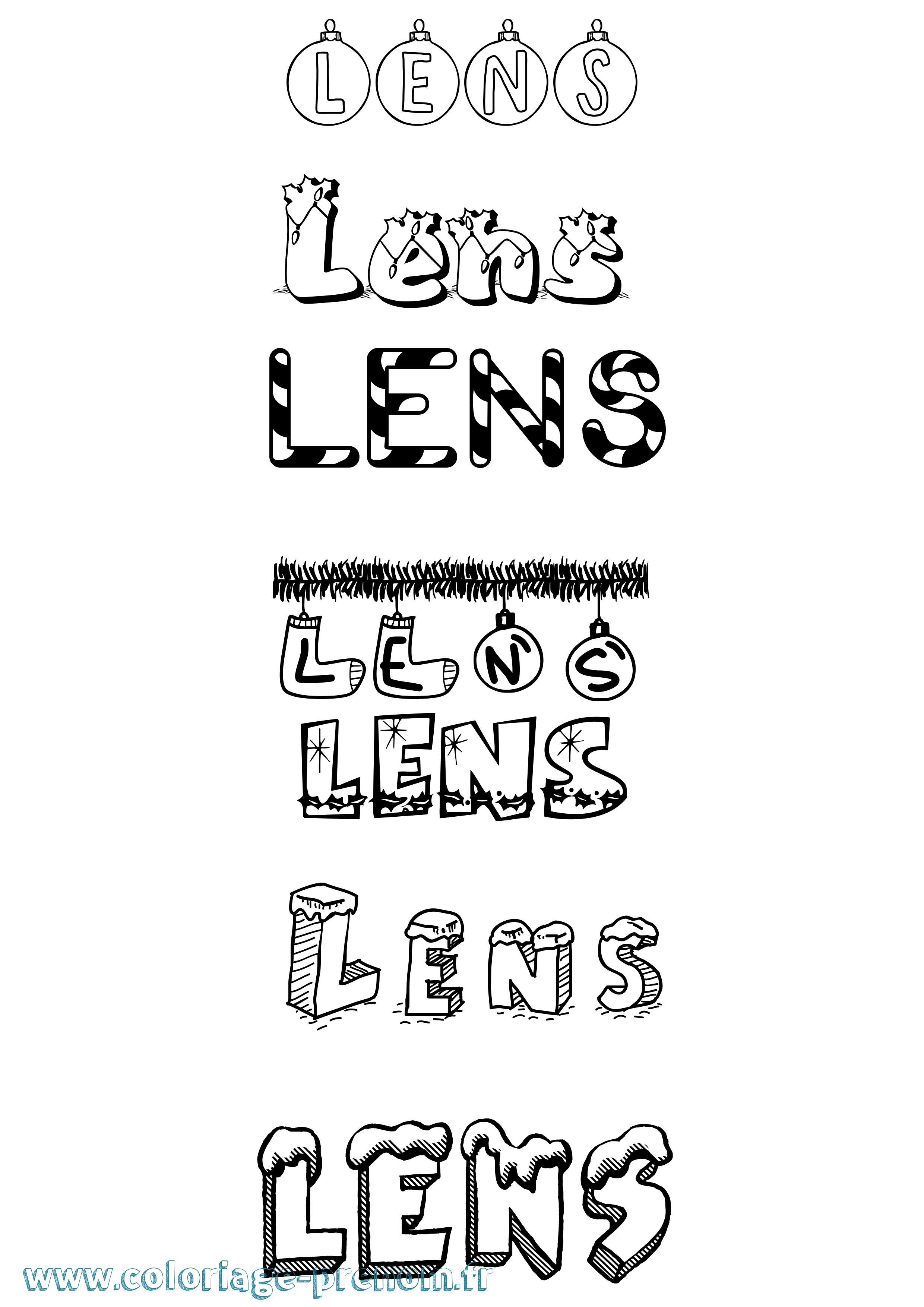 Coloriage Lens Noël Coloriage prénom Lens Noël