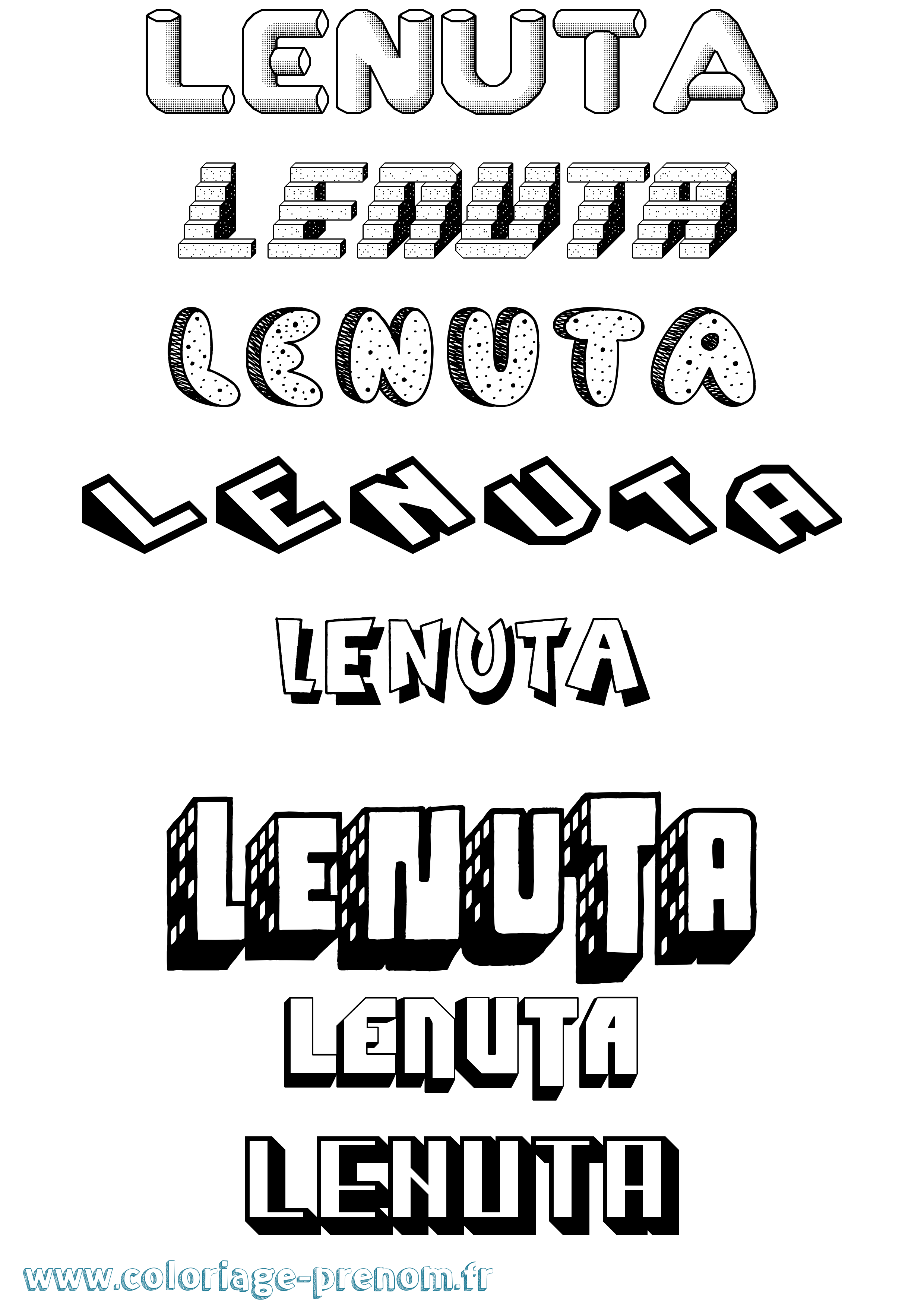Coloriage Lenuta Effet 3D Coloriage prénom Lenuta Effet 3D