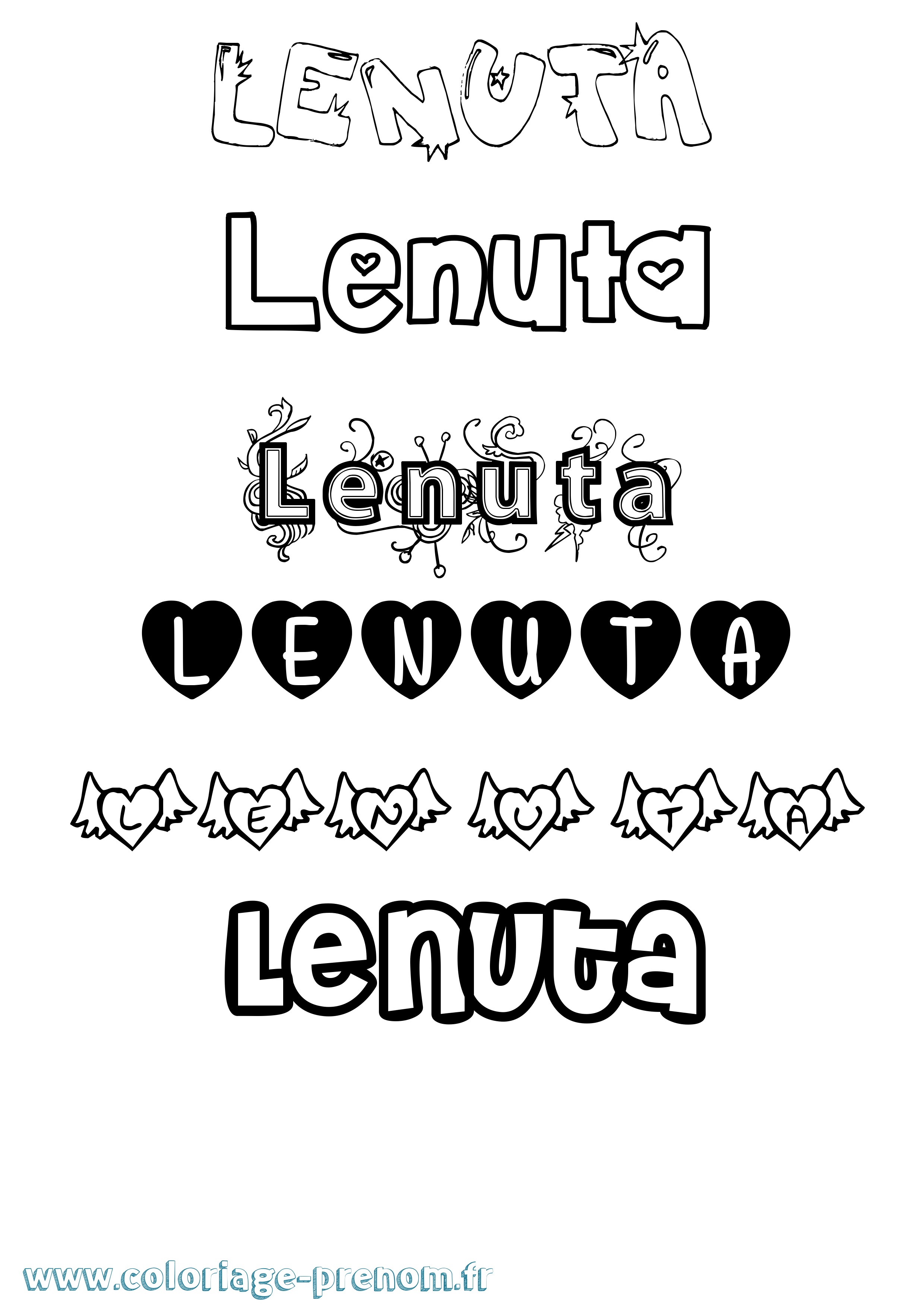 Coloriage Lenuta Girly Coloriage prénom Lenuta Girly