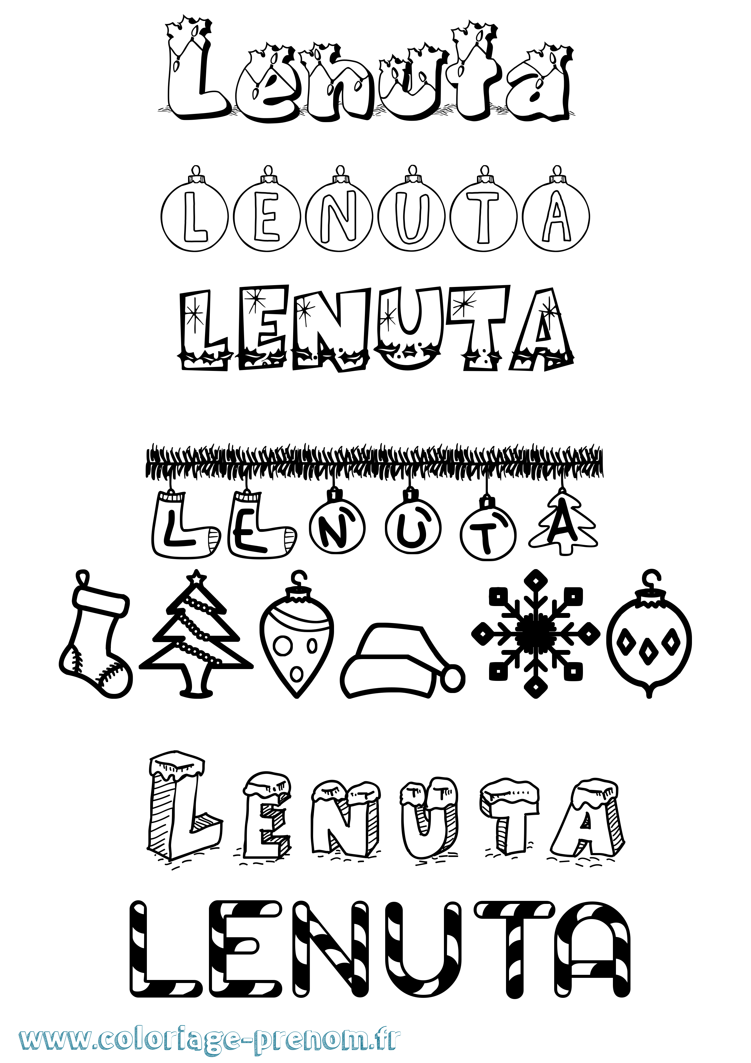 Coloriage Lenuta Noël Coloriage prénom Lenuta Noël