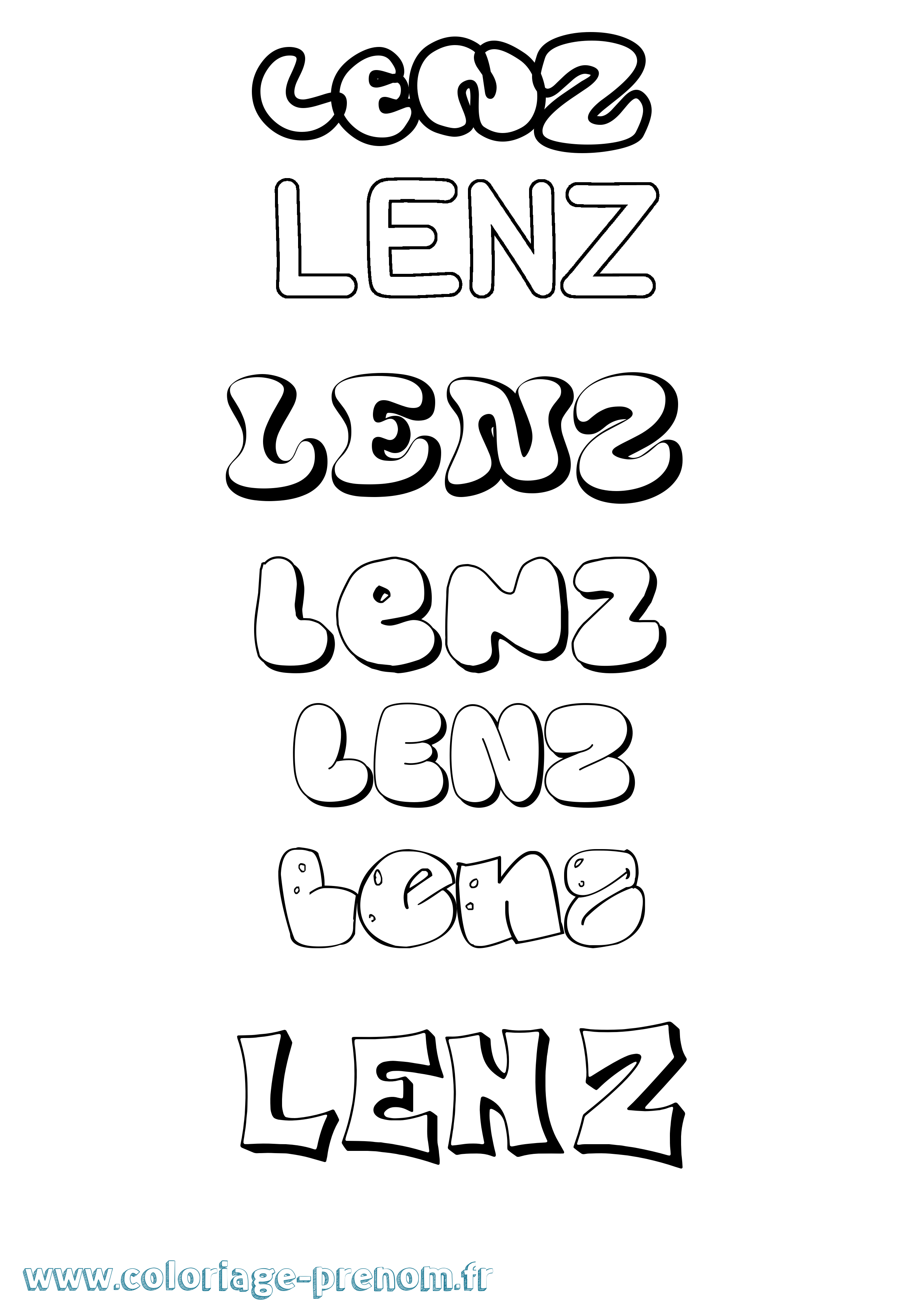 Coloriage Lenz Bubble Coloriage prénom Lenz Bubble